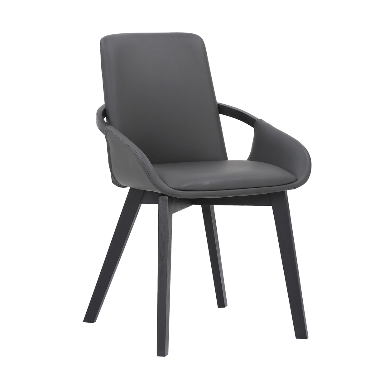 19 Inches Leatherette Dining Chair With Bucket Seat, Black- Saltoro Sherpi