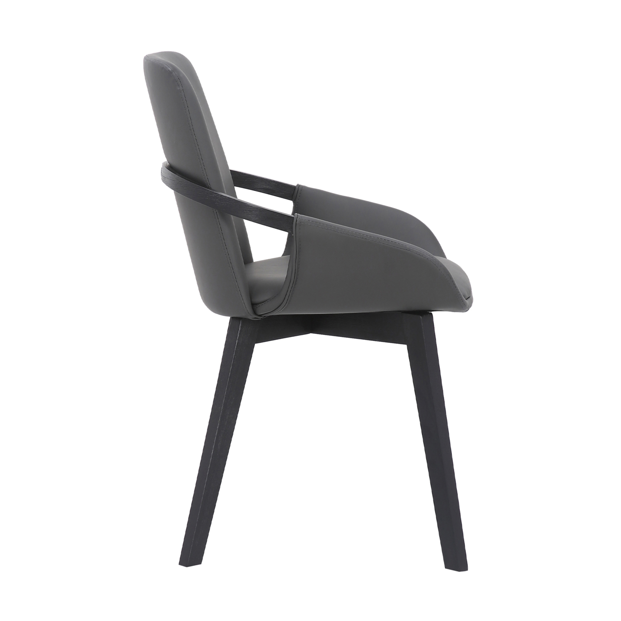 19 Inches Leatherette Dining Chair With Bucket Seat, Black- Saltoro Sherpi