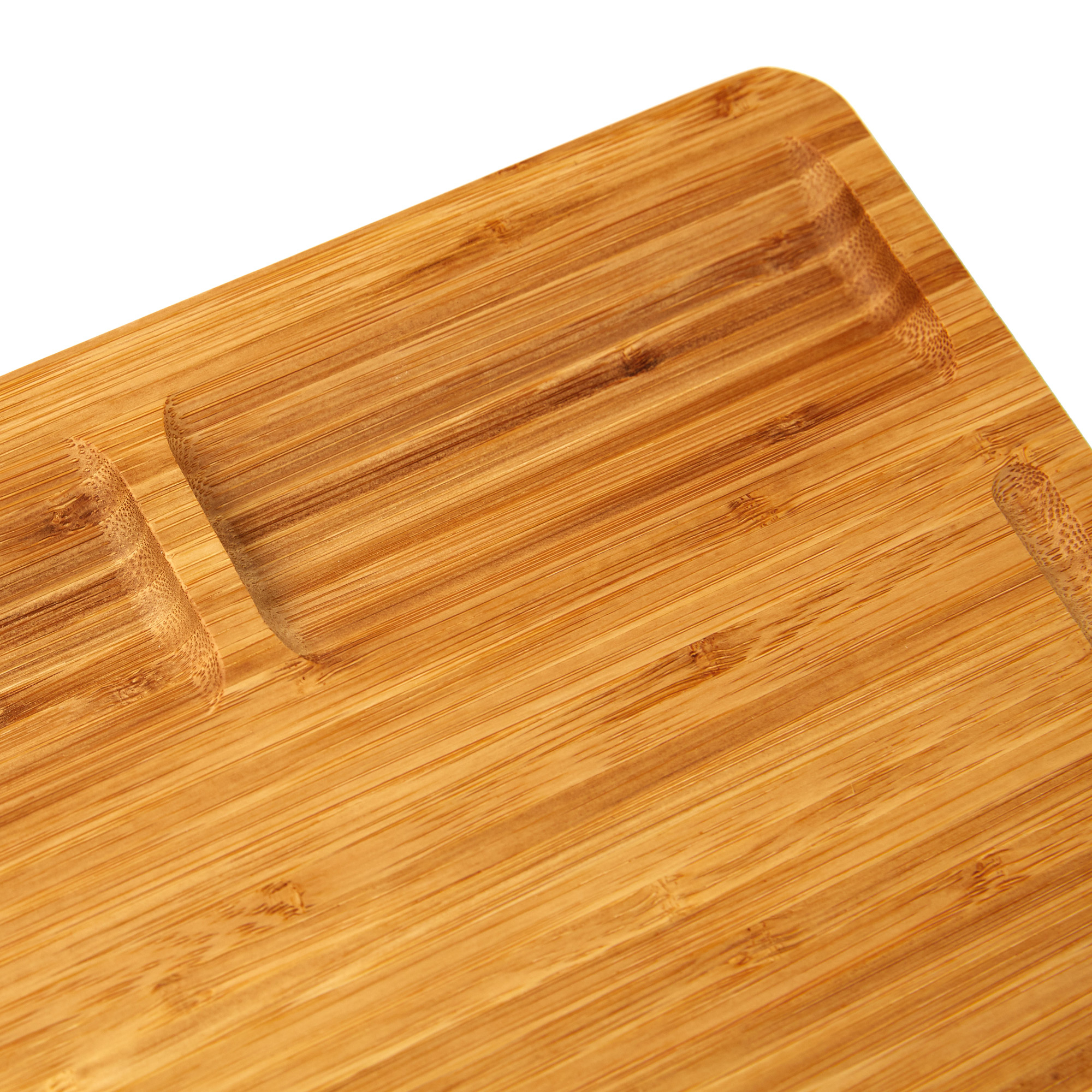 Vaiyer Bamboo Wood Cutting Board For Kitchen, With 3 Built-in Compartments And Juice Grooves, Butcher Block, Heavy Duty Cutting Board