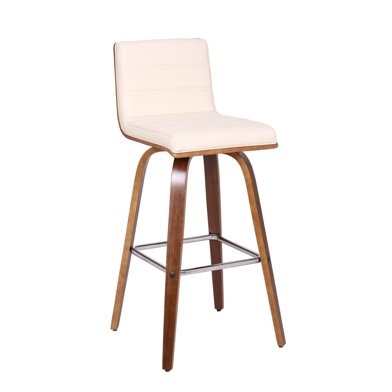 Leatherette Sloped Seat Barstool With Angled Legs, Cream- Saltoro Sherpi