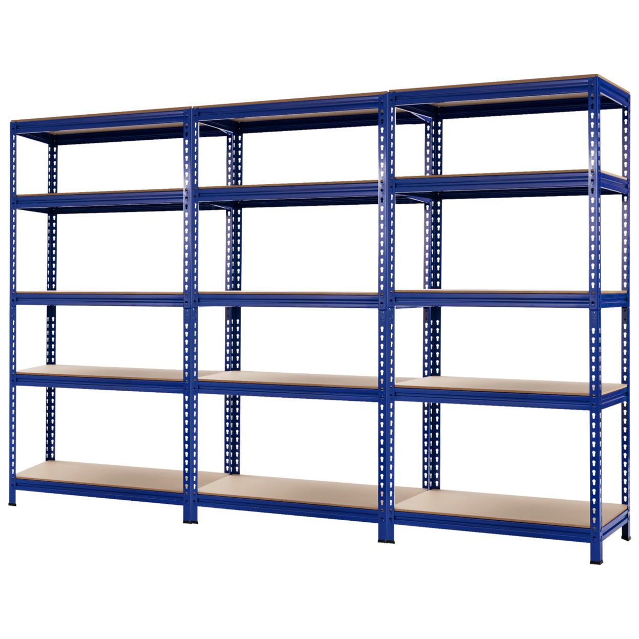 73'' Metal 5-Tier Garage Storage Rack Shelf Freestanding W/ Adjustable Unit Blue - 3 Pcs