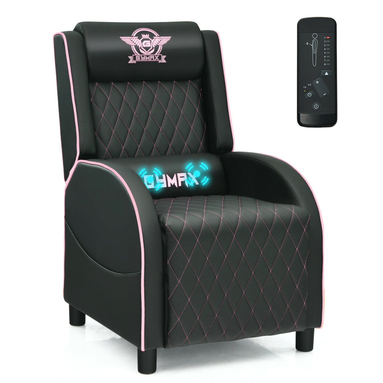 Massage Gaming Recliner Chair Leather Single Sofa Home Theater Seat - Pink