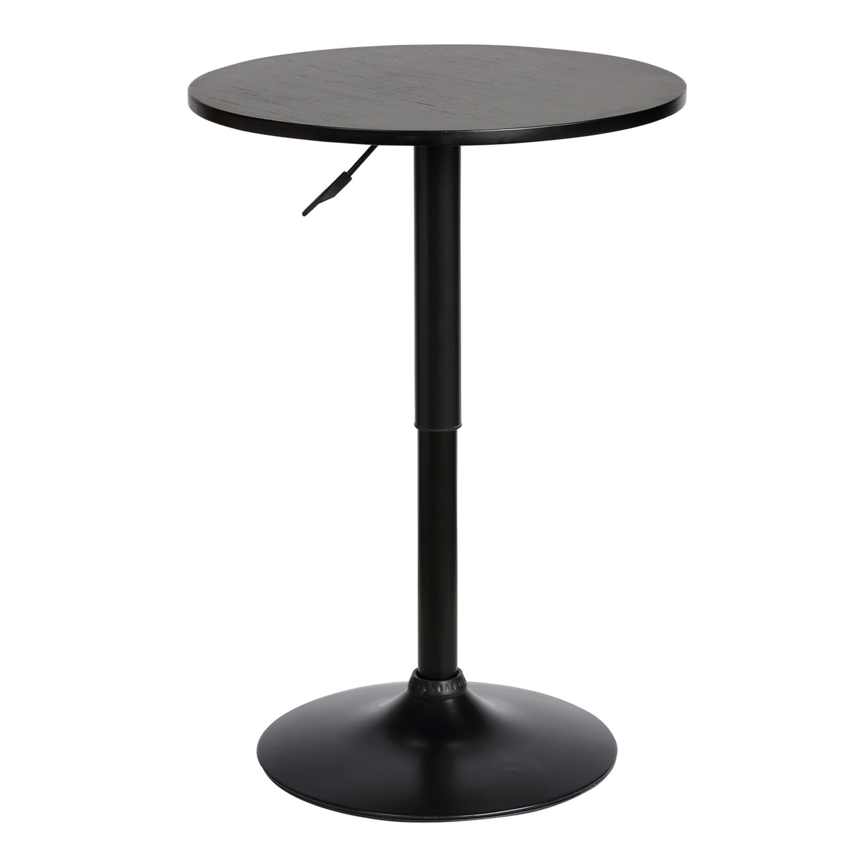 24 Inches Round Adjustable Pub Table With Metal Base, Black- Saltoro Sherpi
