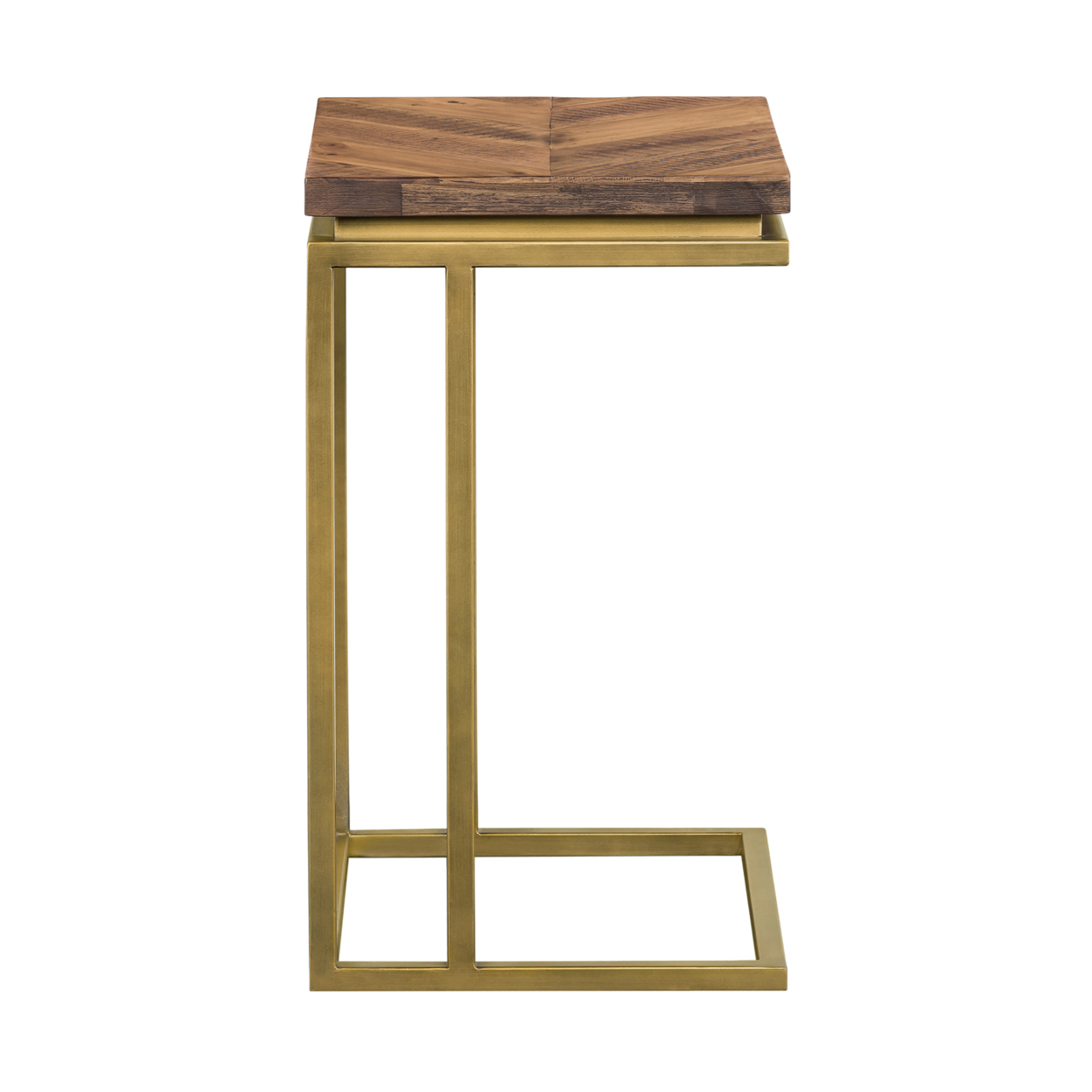 18 Inch Wooden And Metal End Table, Brown And Brass- Saltoro Sherpi