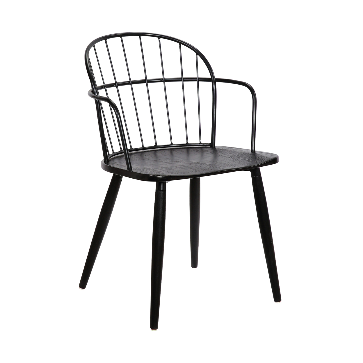 Metal Frame Side Chair With Open Backrest, Black- Saltoro Sherpi