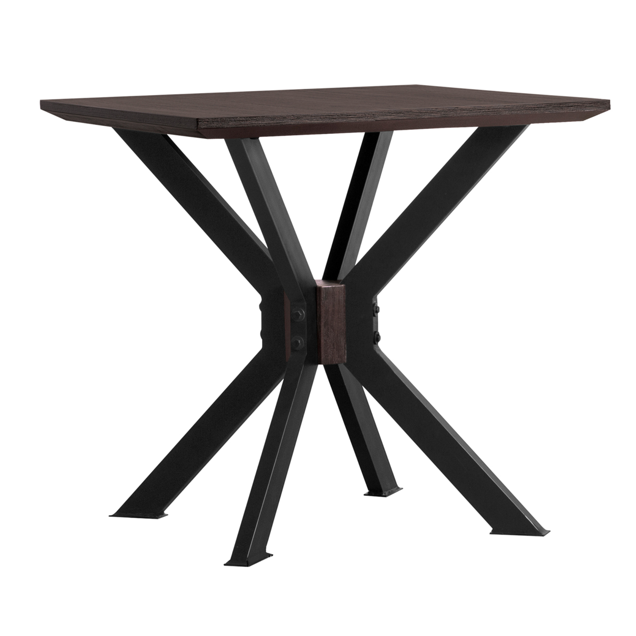 Wooden End Table With Intersected Double X Shaped Legs, Brown And Black- Saltoro Sherpi