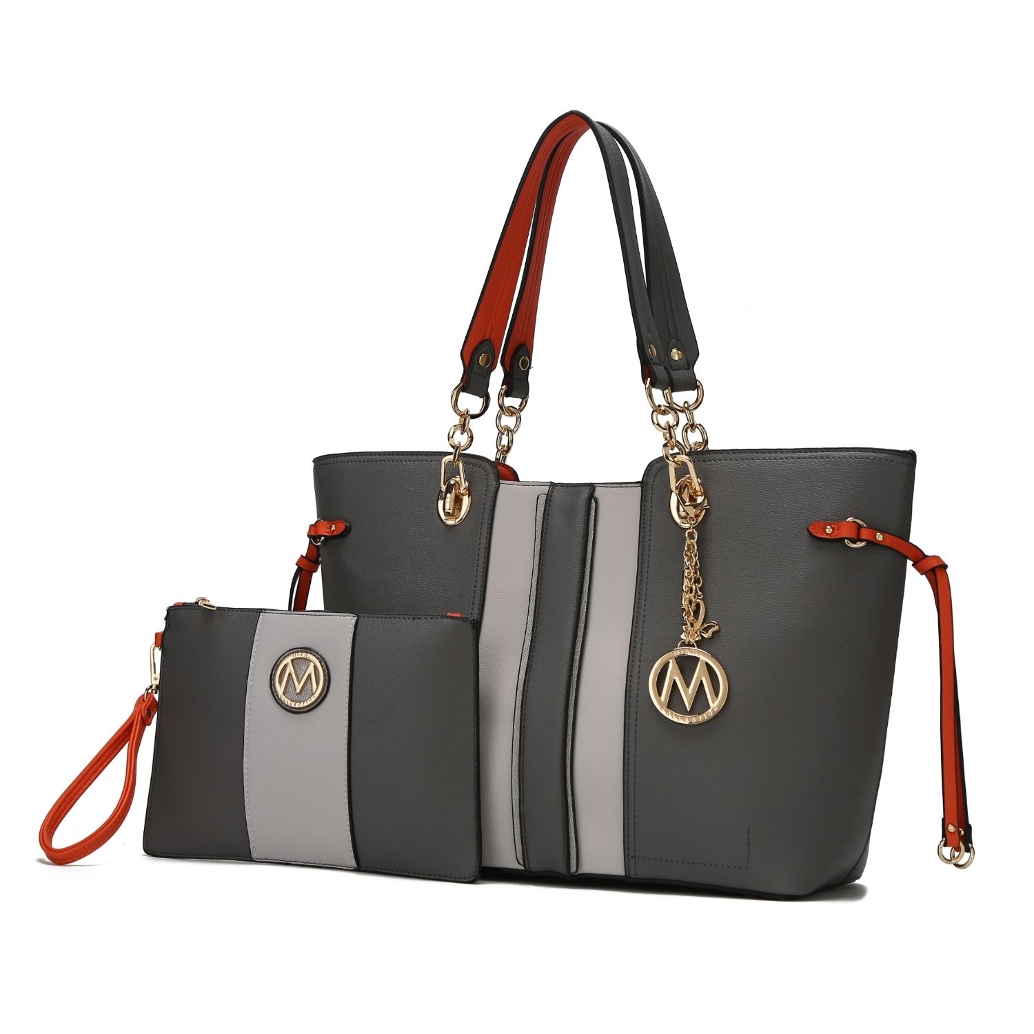 MKF Collection Holland Tote Handbag With Wristlet - 2Psc By Mia K. - Charcoal Gray