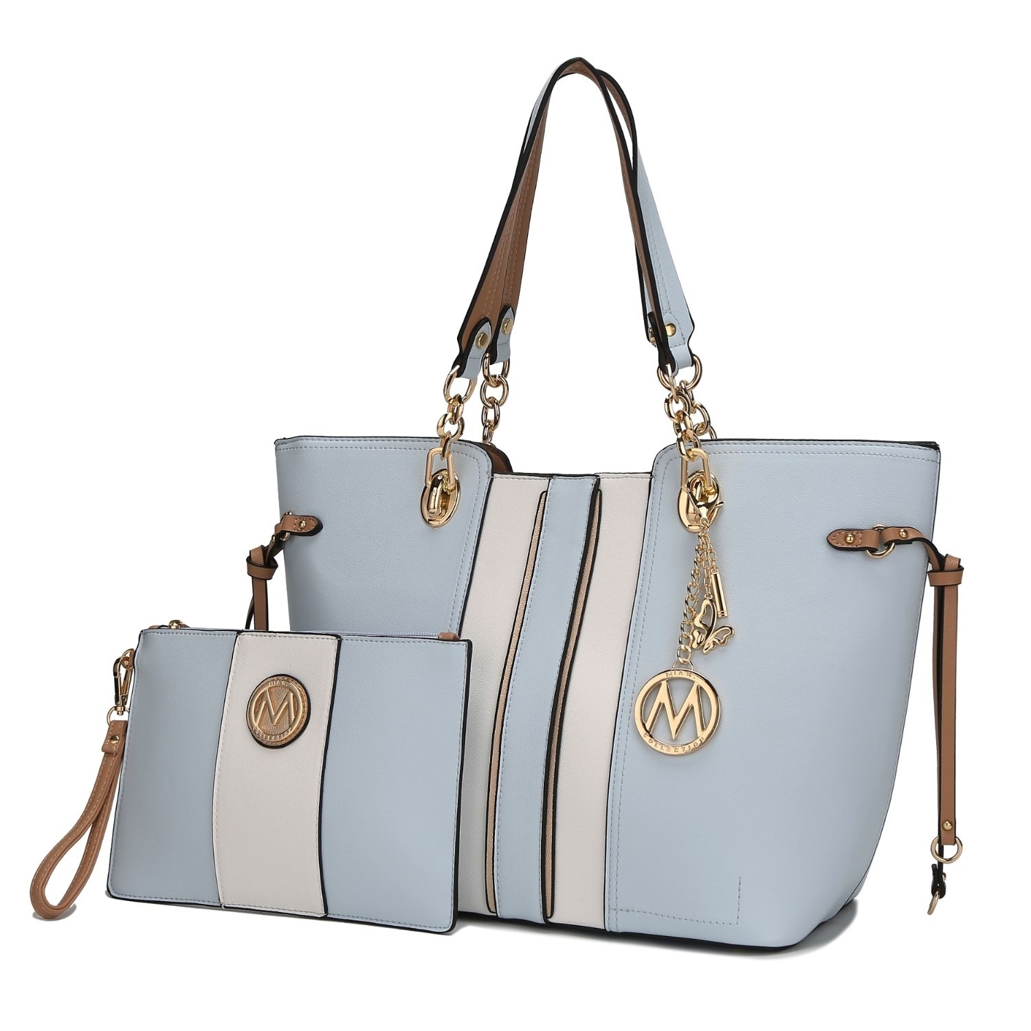 MKF Collection Holland Tote Handbag With Wristlet - 2Psc By Mia K. - Light Blue