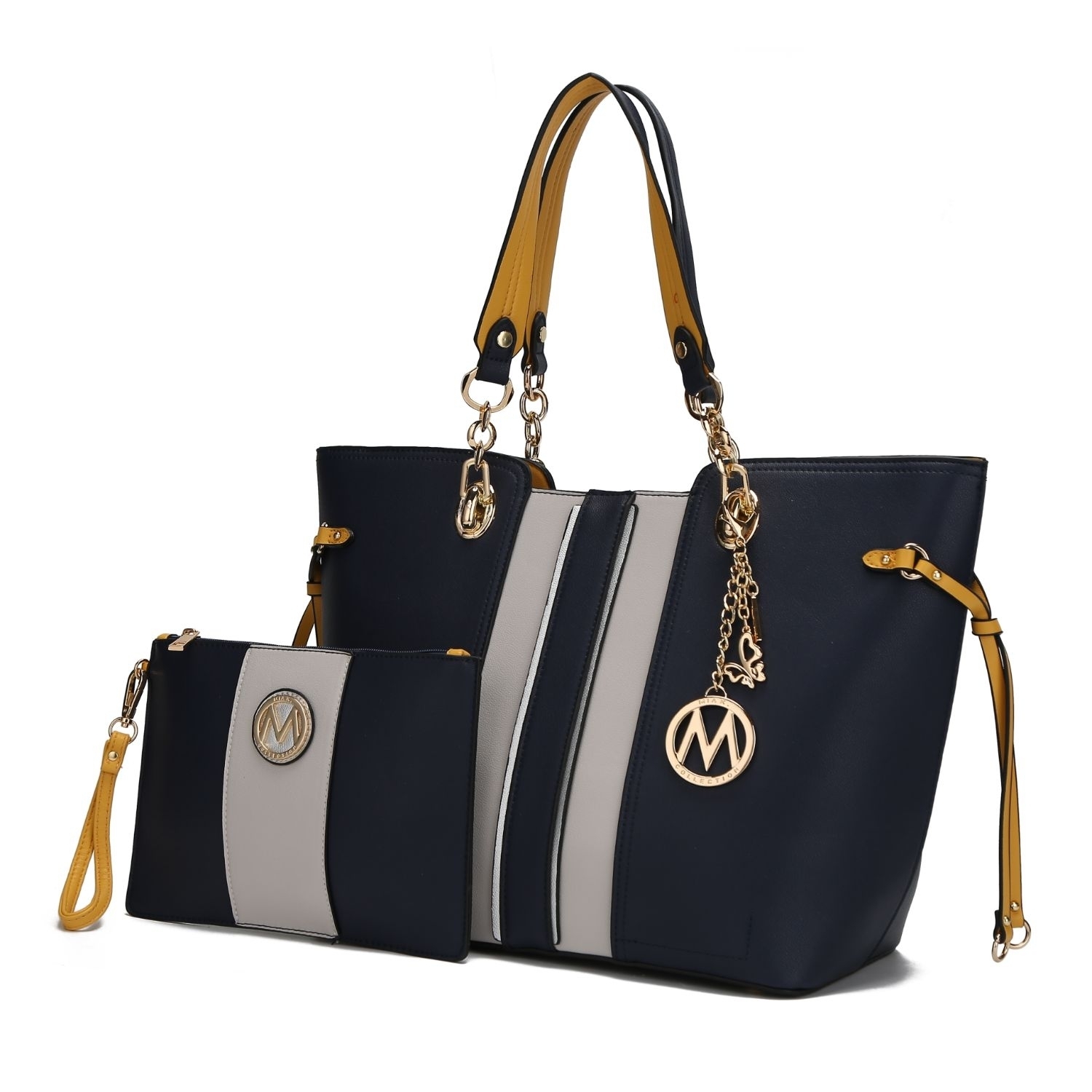 MKF Collection Holland Tote Handbag With Wristlet - 2Psc By Mia K. - Navy