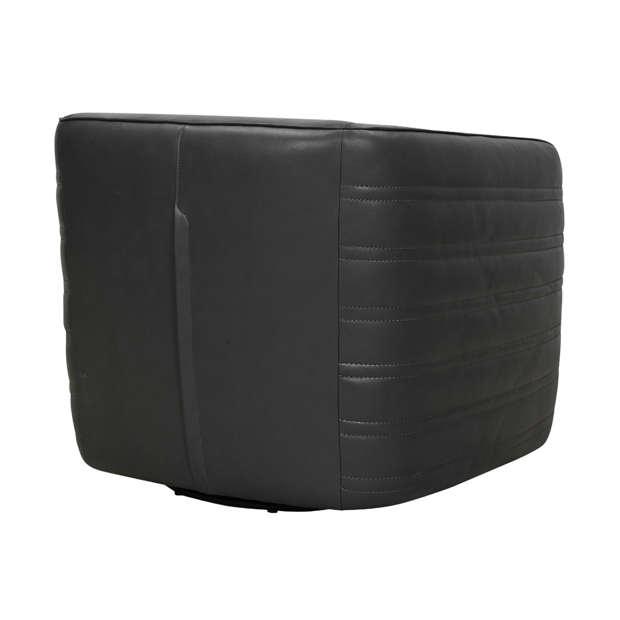 26 Inch Leatherette Barrel Chair With Swivel Mechanism, Gray- Saltoro Sherpi
