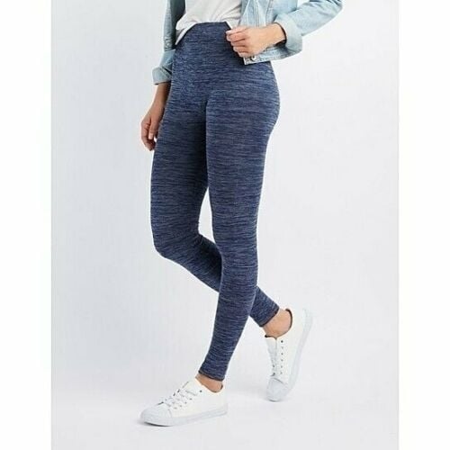 2-Pack: High-Waisted Fleece Lined Marled Leggings - Regular & Plus Sizes - Charcoal, Large/X-Large