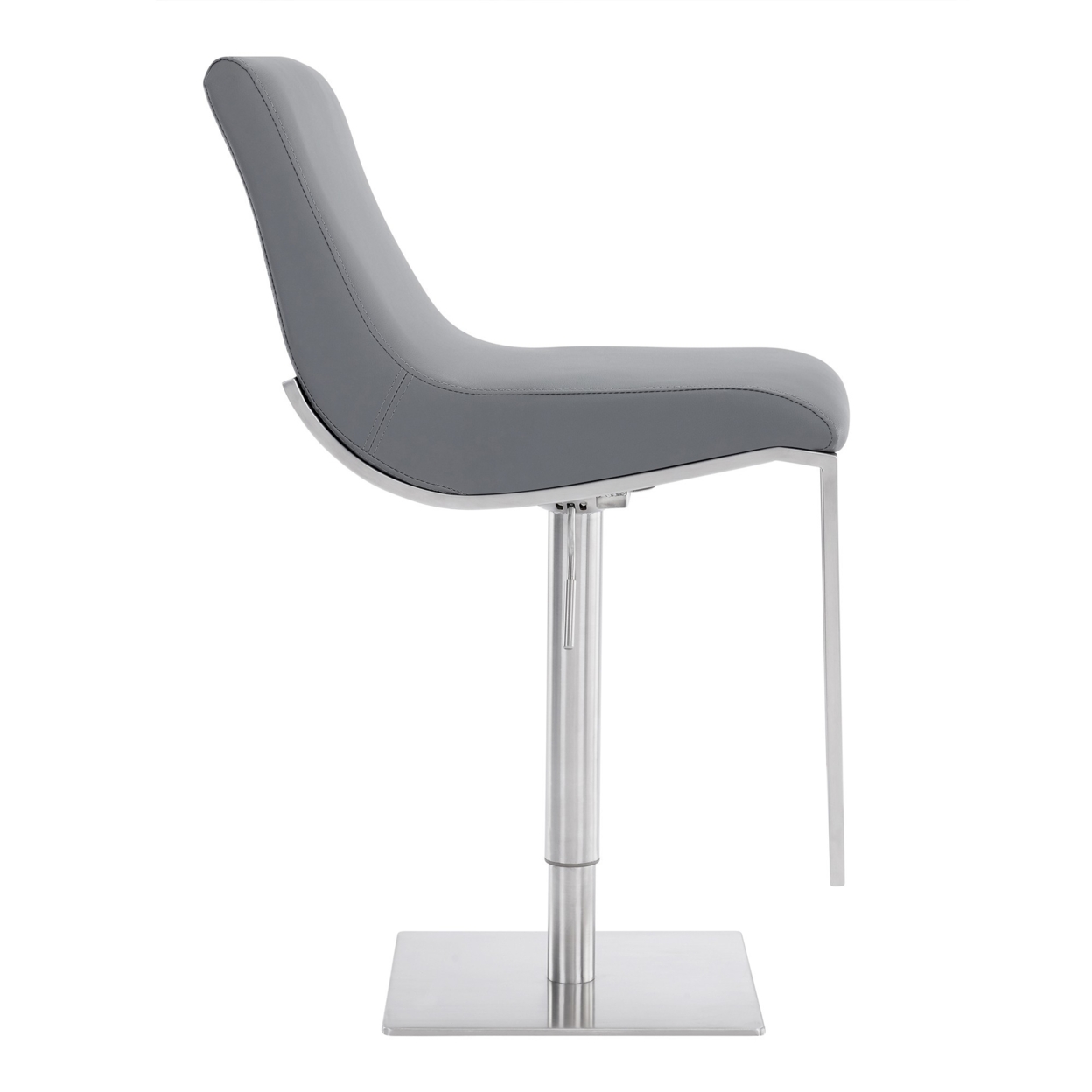 Curved Leatherette Barstool With Adjustable Height, Gray- Saltoro Sherpi