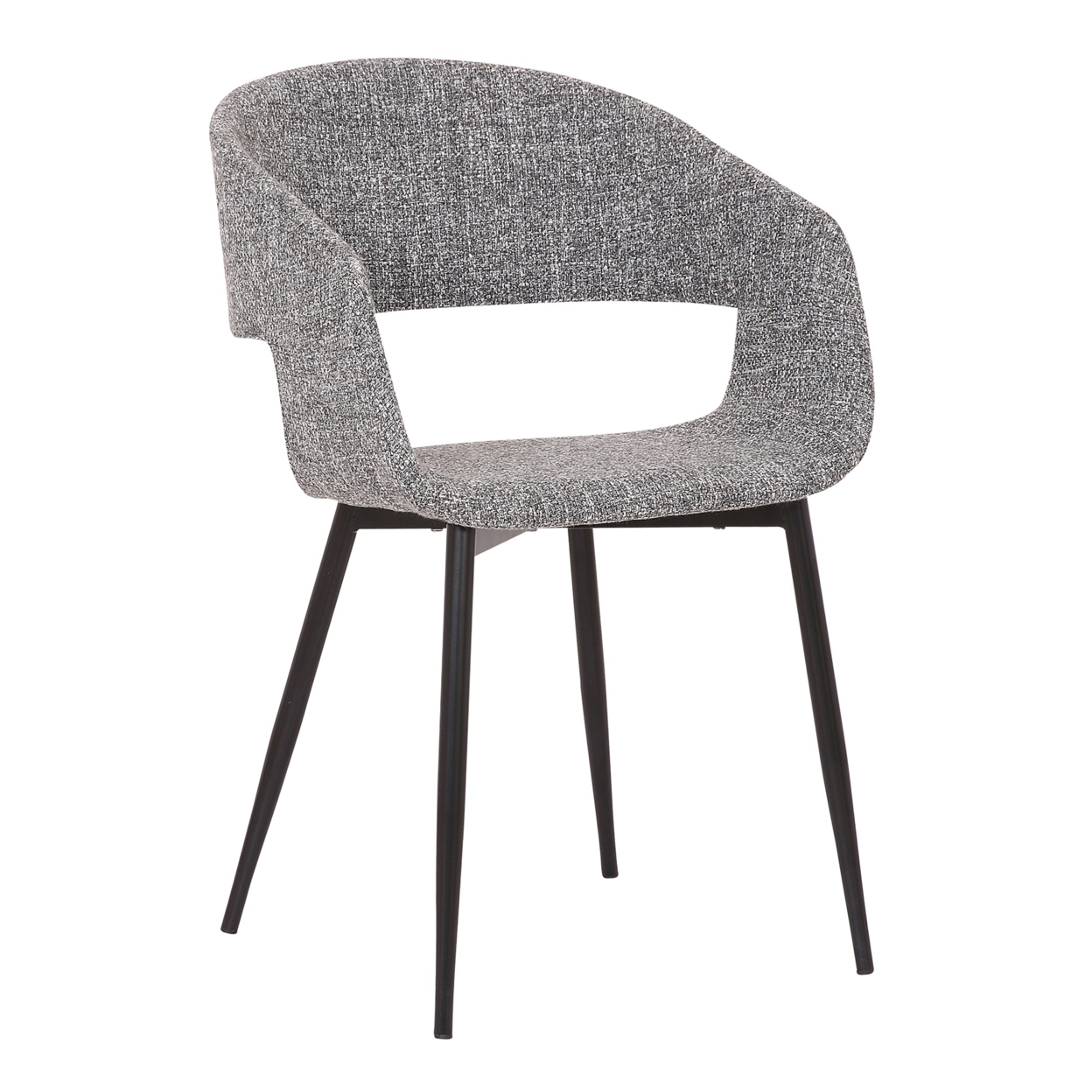 Upholstered Open Back Dining Accent Chair With Metal Angled Legs, Gray- Saltoro Sherpi