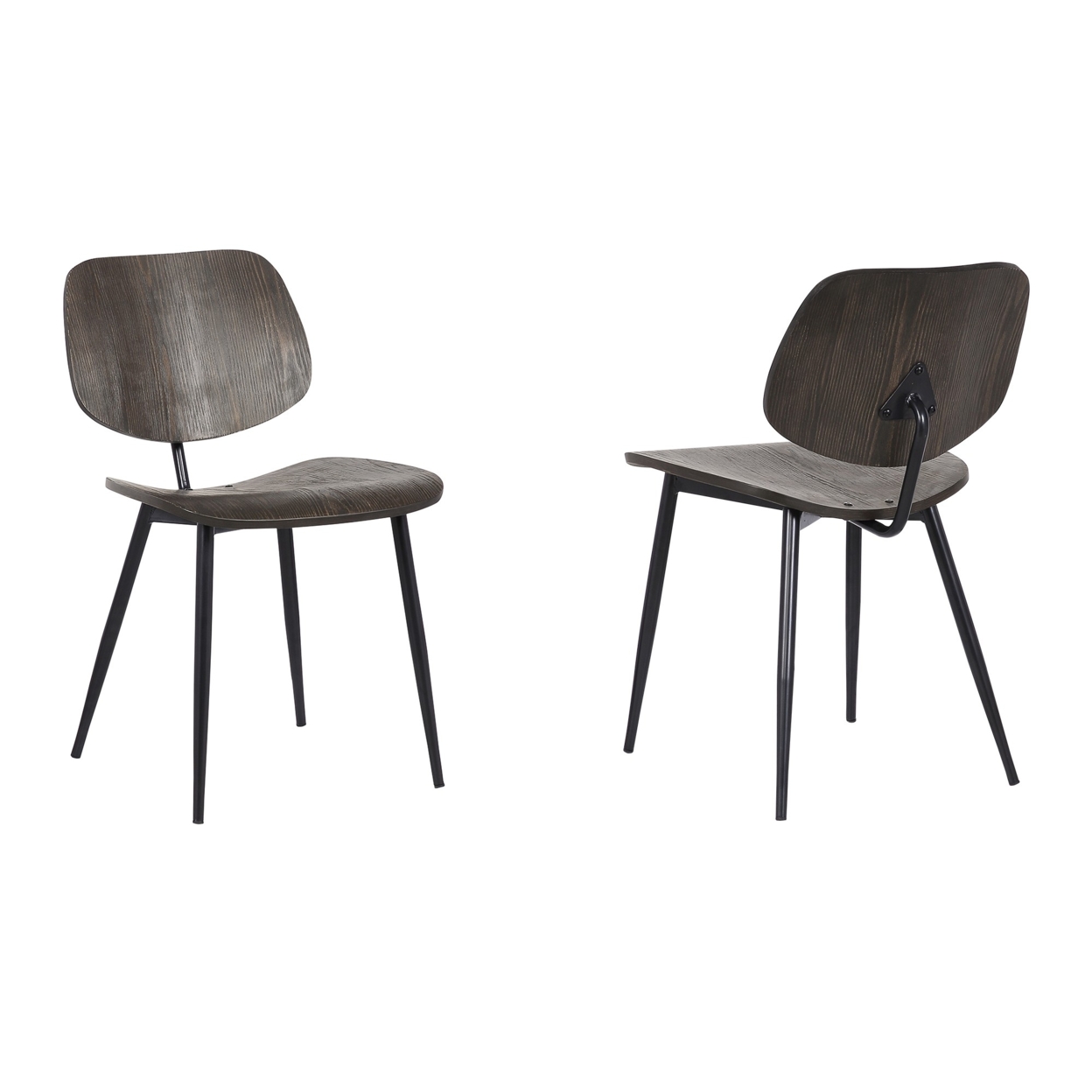 Contemporary Style Dining Accent Chair With Angled Legs, Set Of 2, Brown- Saltoro Sherpi