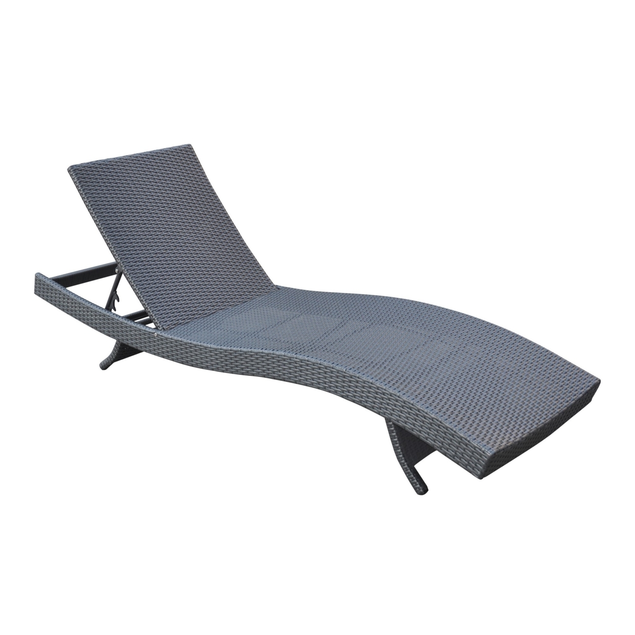 49 Inches Aluminum Frame Wicker Woven Lounge Chair, Black- Saltoro Sherpi
