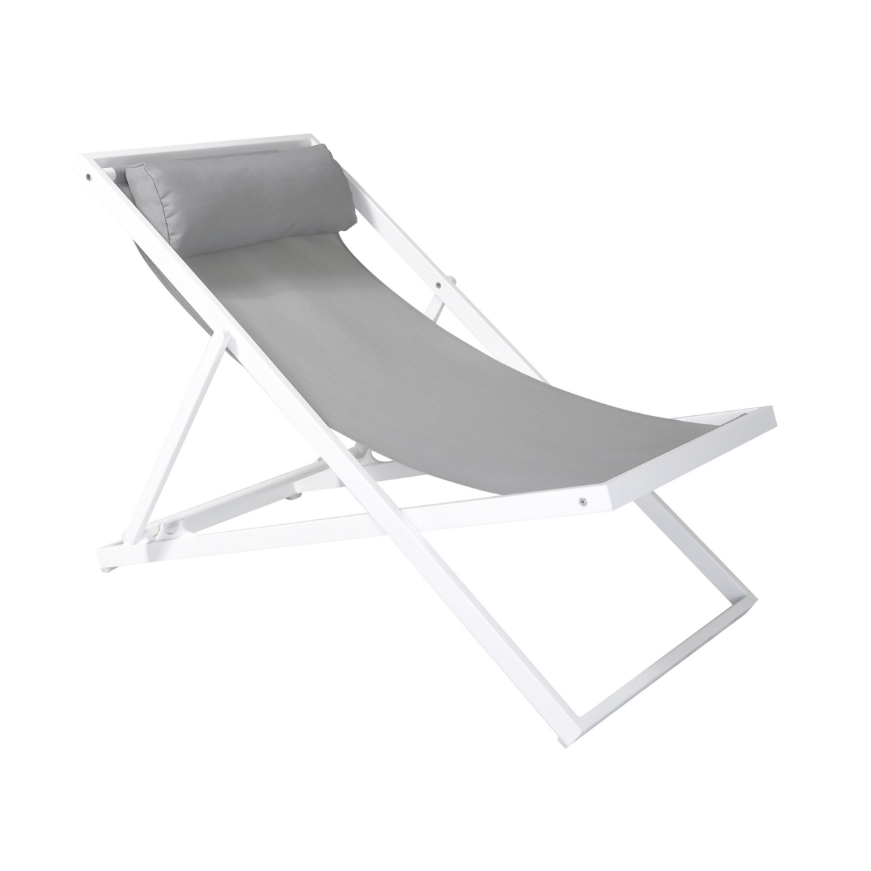 Textilene Upholstered Deck Chair With Padded Headrest, White- Saltoro Sherpi