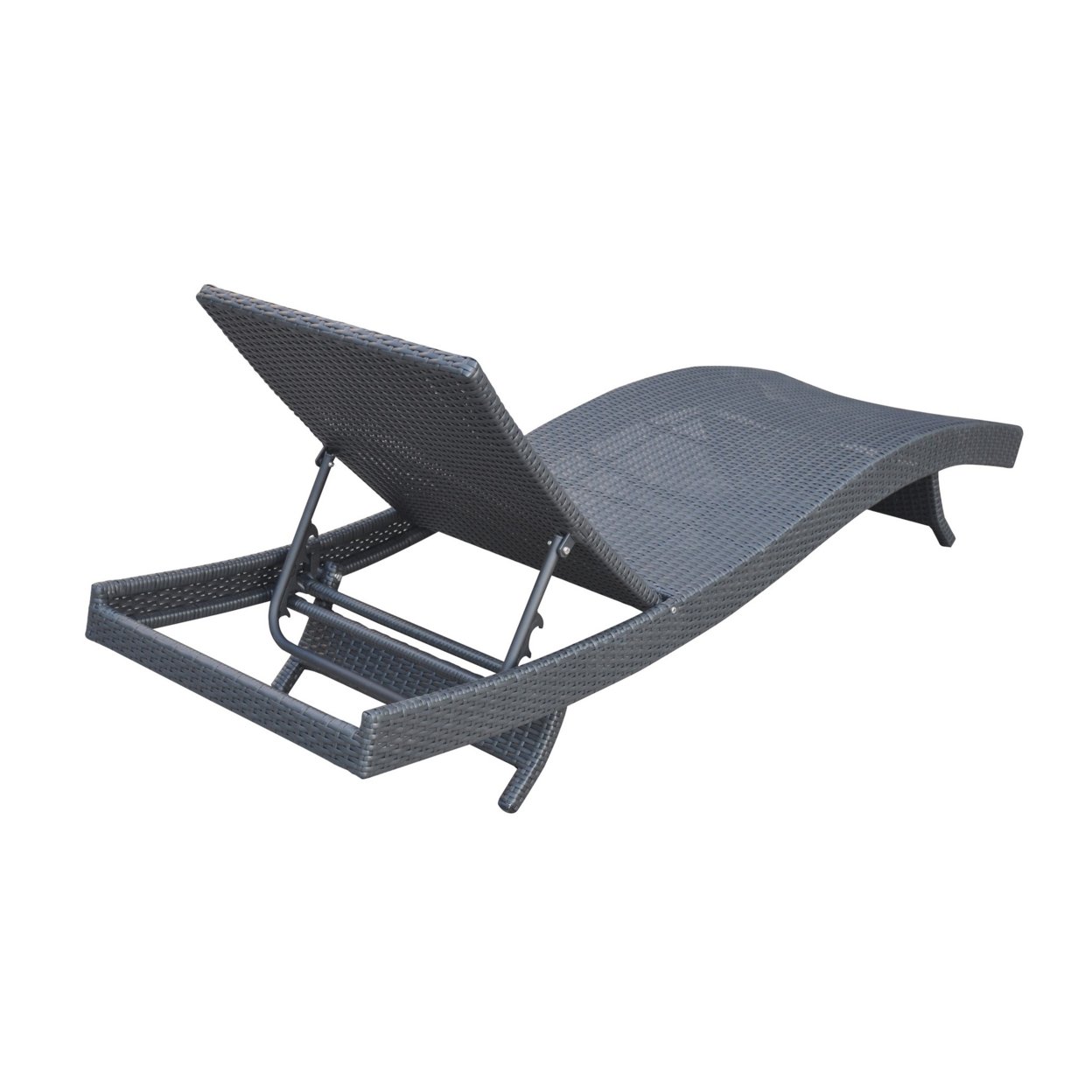 49 Inches Aluminum Frame Wicker Woven Lounge Chair, Black- Saltoro Sherpi