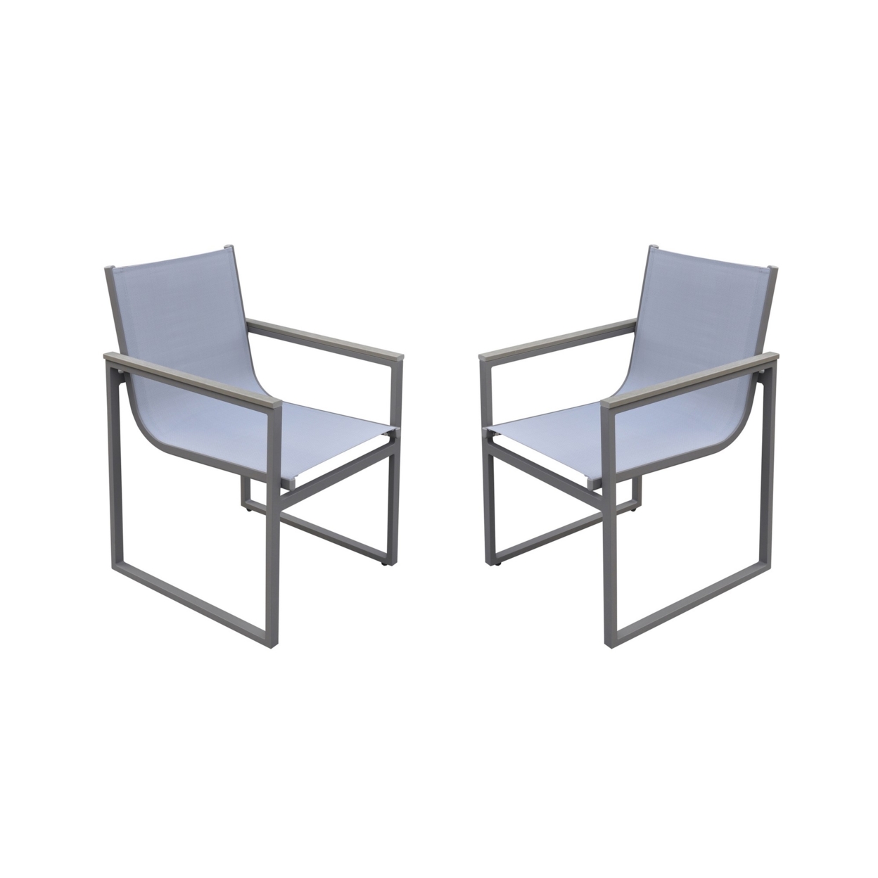 Aluminum Frame Patio Dining Chair With Mesh Sling, Set Of 2, Gray- Saltoro Sherpi