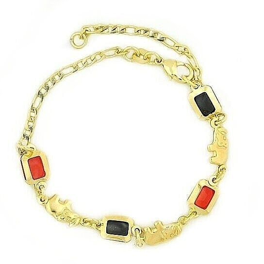 14k Gold Filled 3 COLOR Elephant Bracelet 7.5 