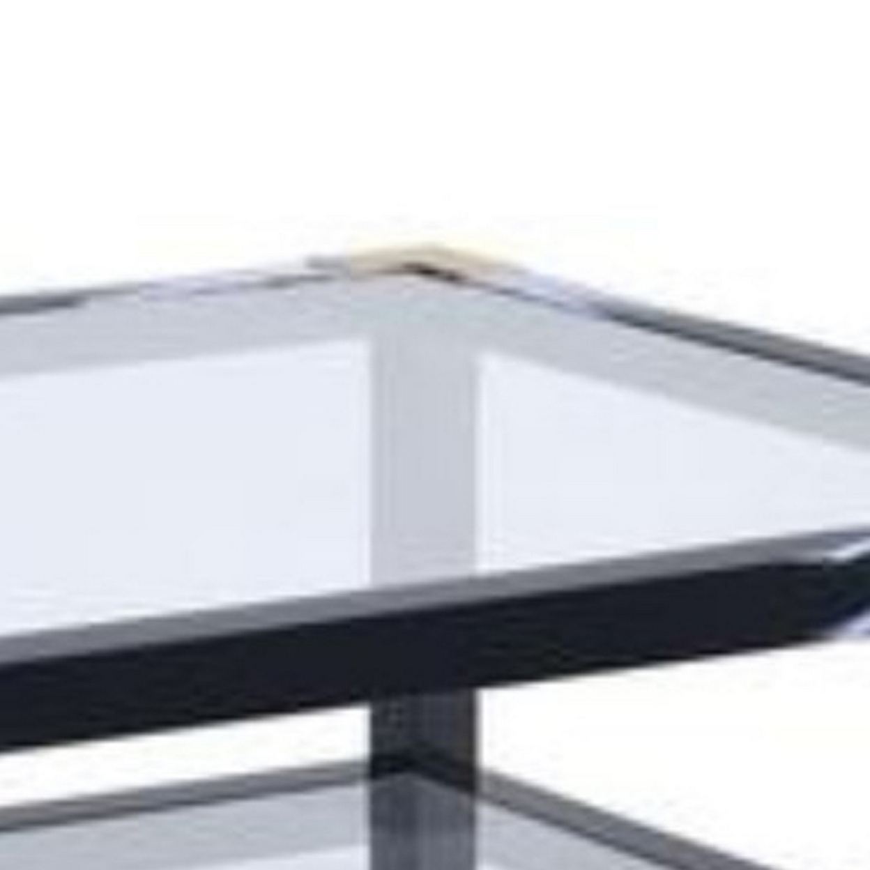 Rectangular Metal Coffee Table With Glass Top And Shelf, Black- Saltoro Sherpi