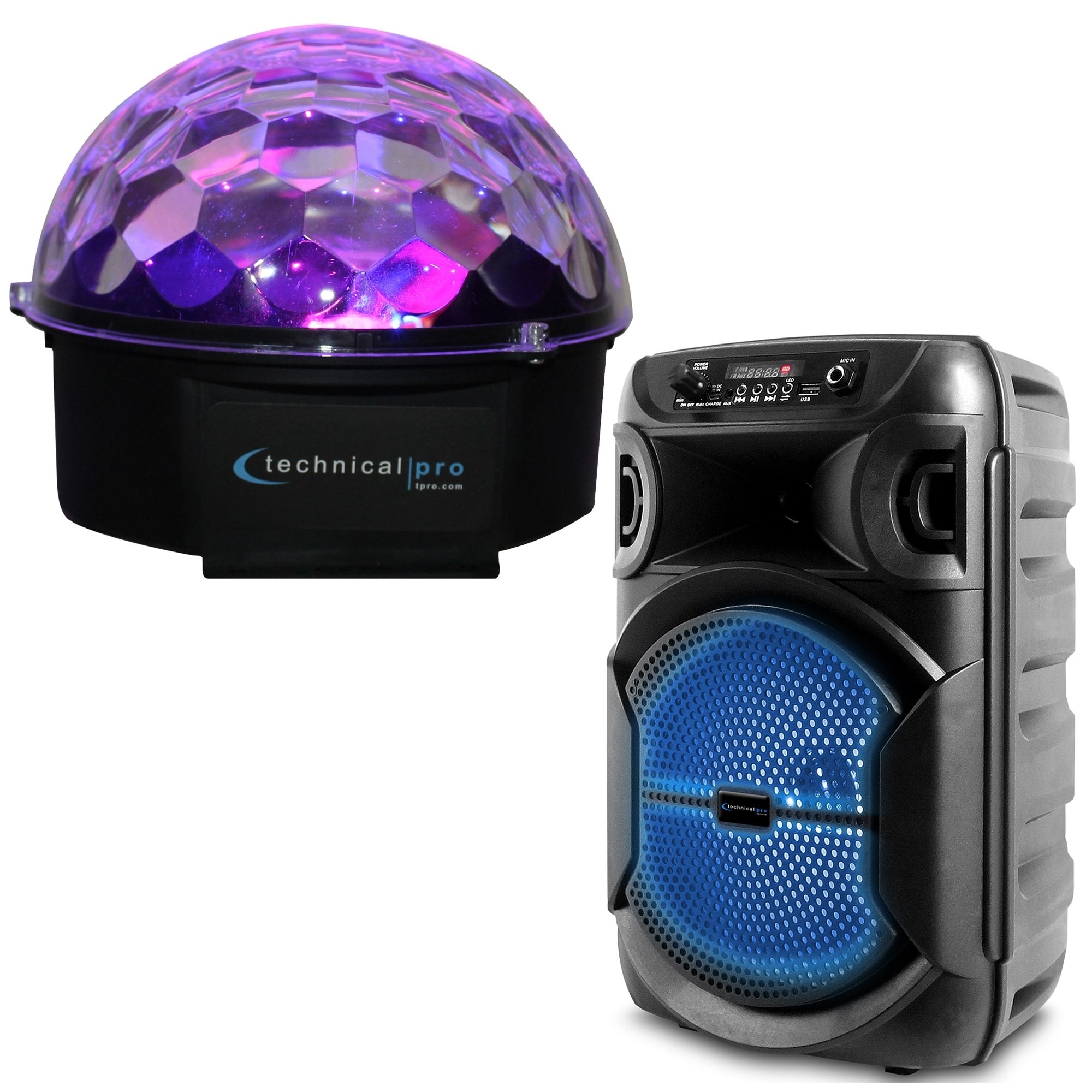 Rotating LED DJ Light, 6 Colors LED W/ 4 Selectable Color Patterns For Party And 8 Portable 1000 Watts Bluetooth Speaker W/ Woofer, Tweeter