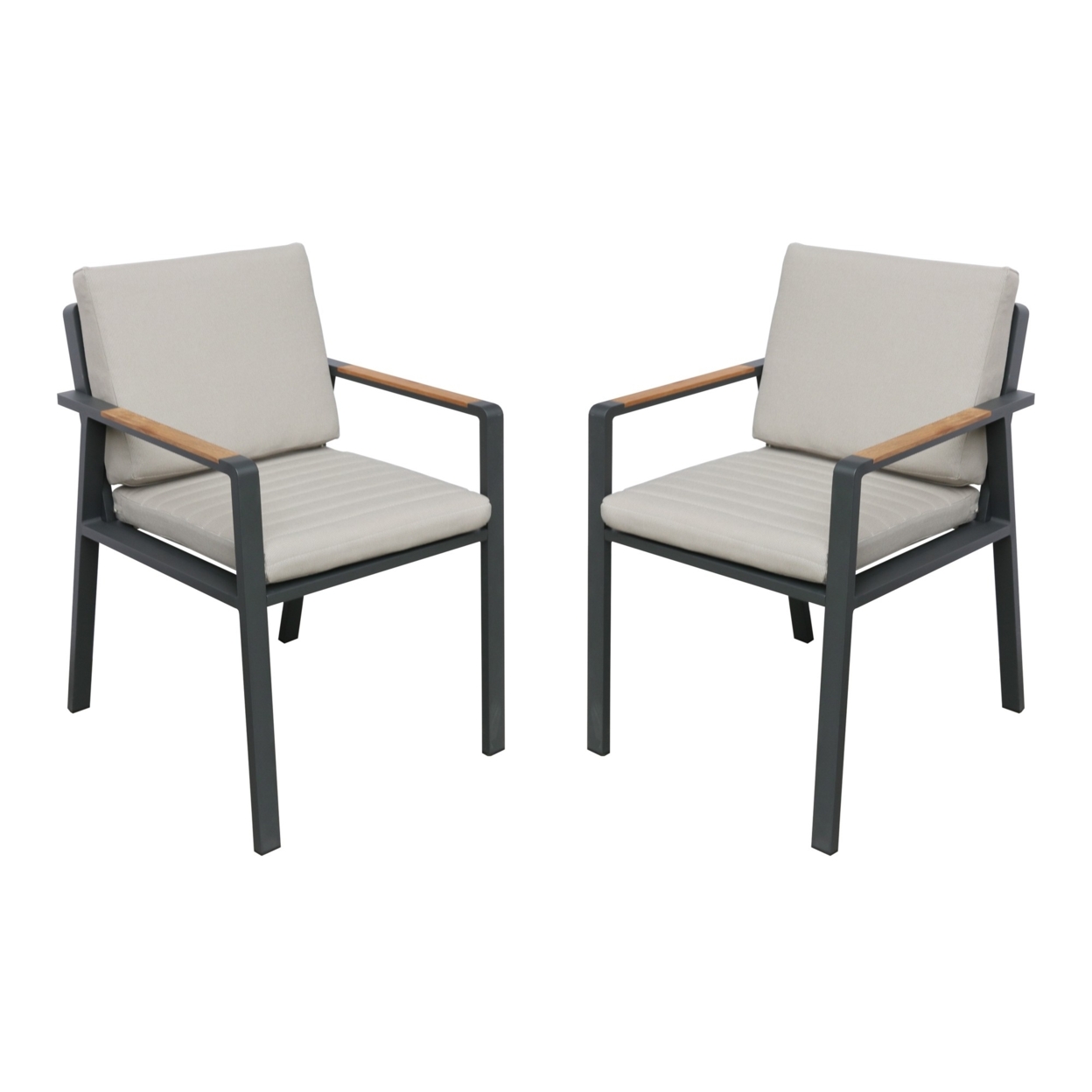 19 Inches Olefin Upholstered Aluminum Dining Chair, Set Of 2, Gray- Saltoro Sherpi