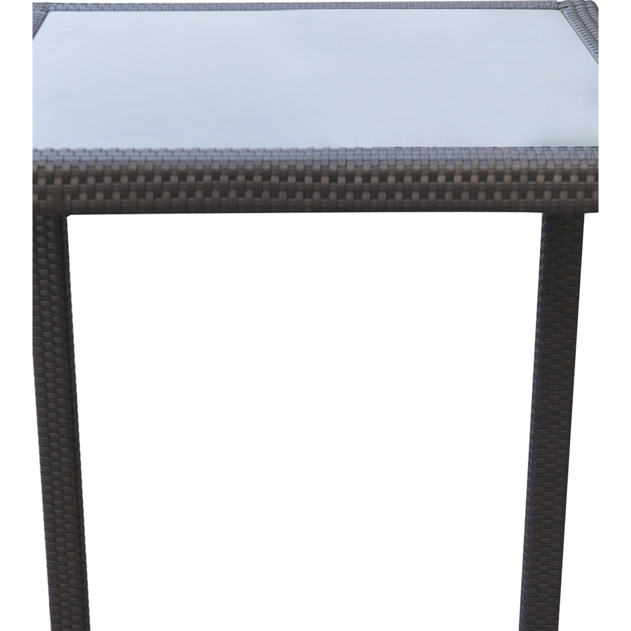 32 Inches Glass Top Wicker Woven Aluminum Bar Table, Black- Saltoro Sherpi