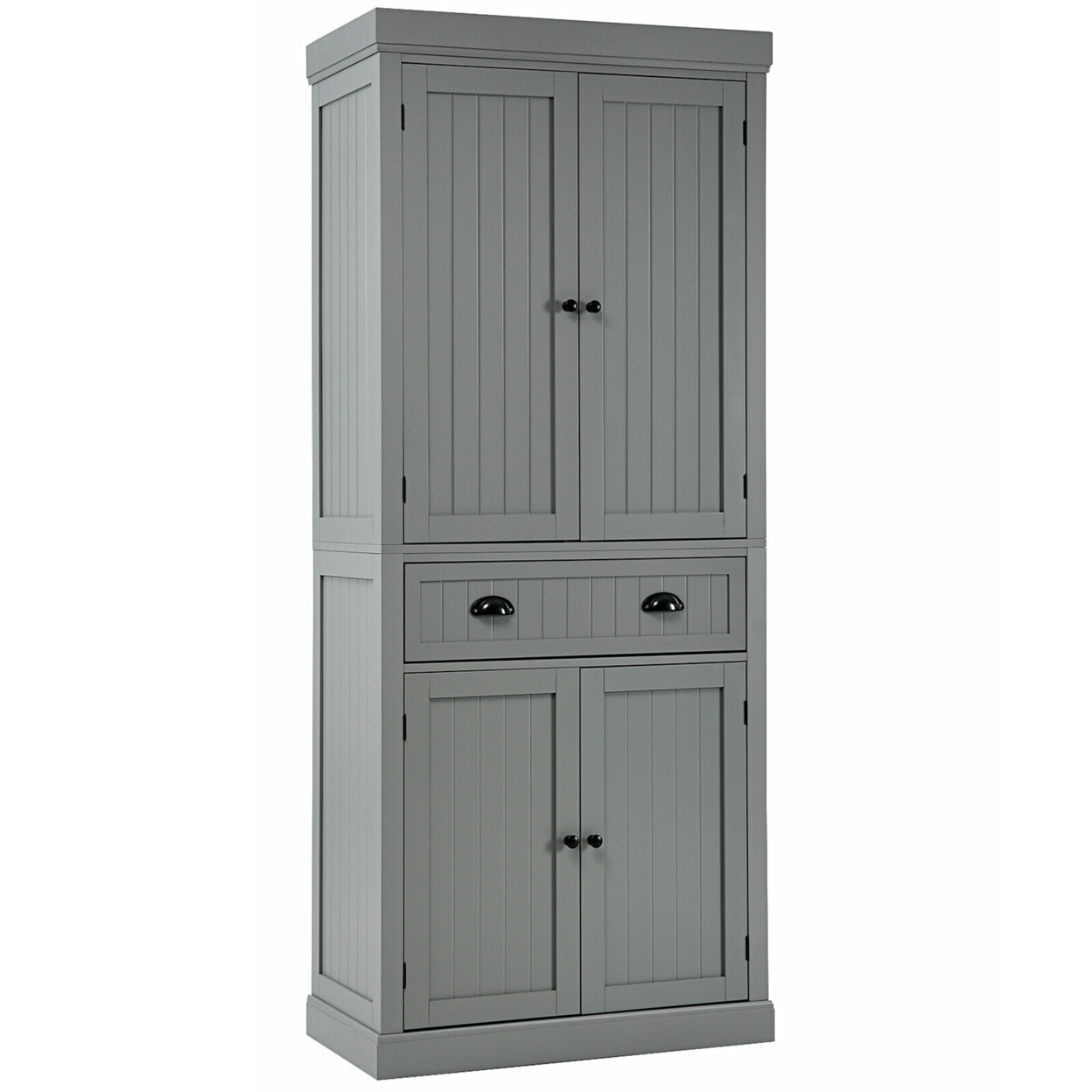 Kitchen Cabinet Pantry Cupboard Freestanding W/Shelves Grey