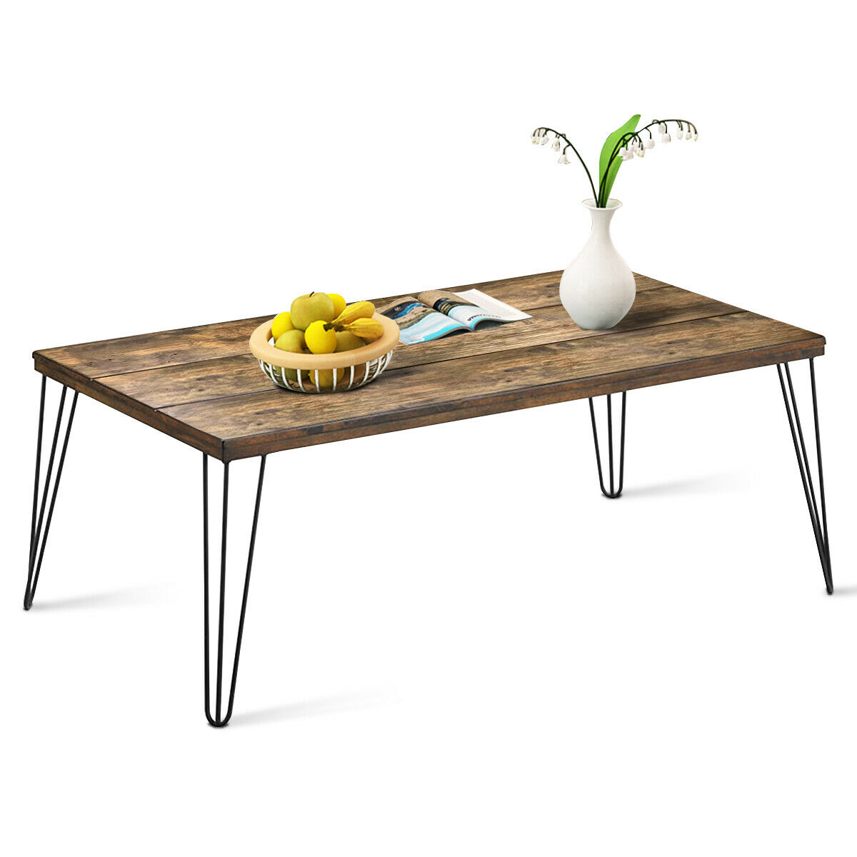 Rectangular Cocktail Coffee Table Rustic Industrial Solid Wood