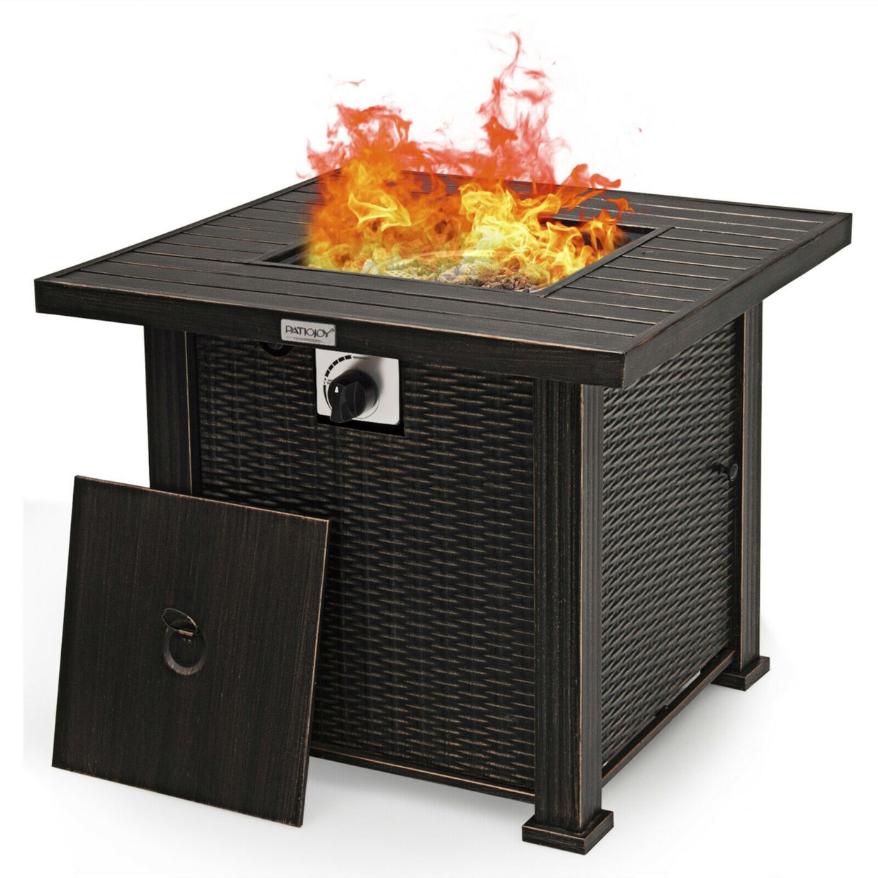 30 Gas Fire Pit Table 50,000 BTU Square Propane Fire Pit Table W/ Cover