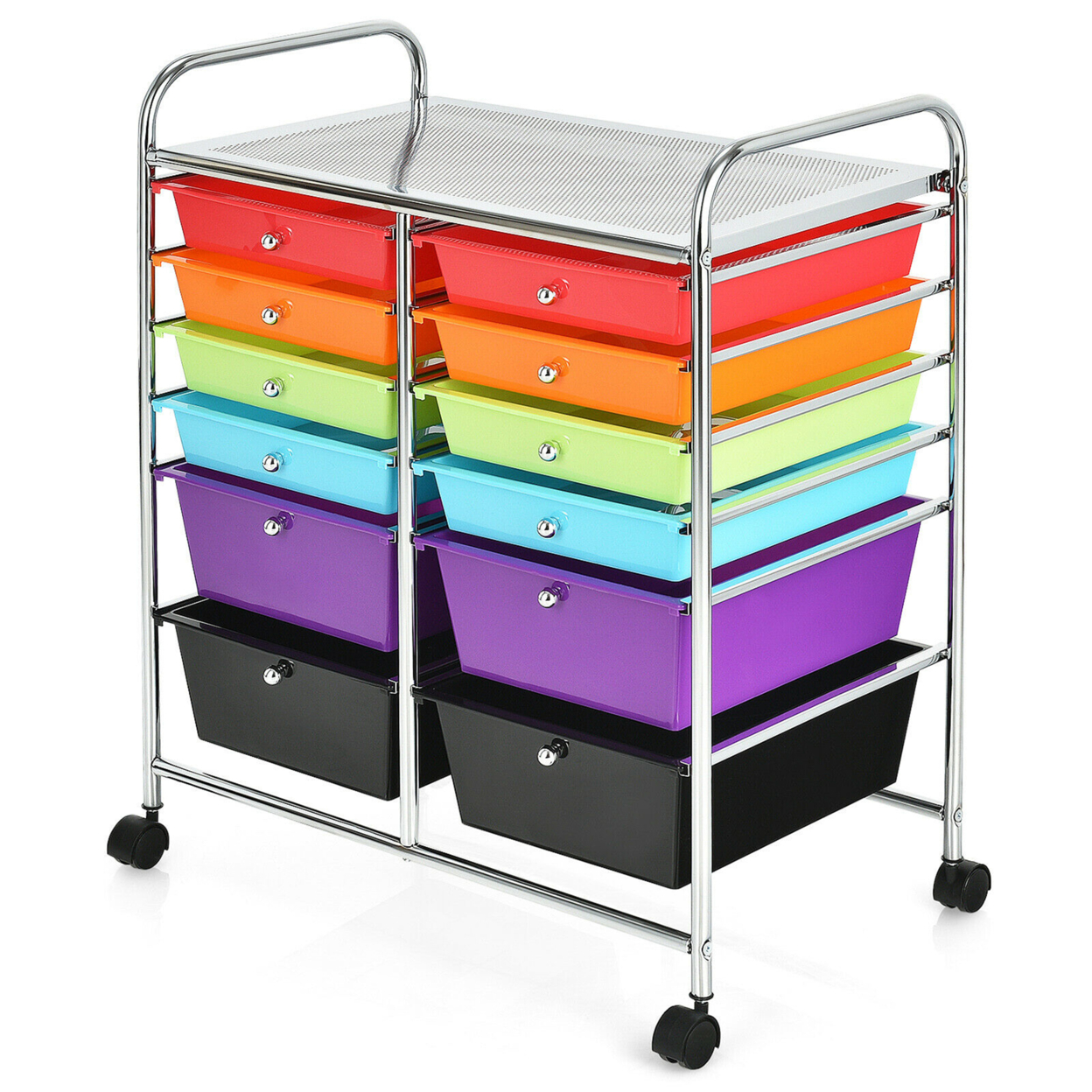 Office Rolling Cart 12 Storage Drawer Studio Organizer Bins Scrapbook Paper Multicolor