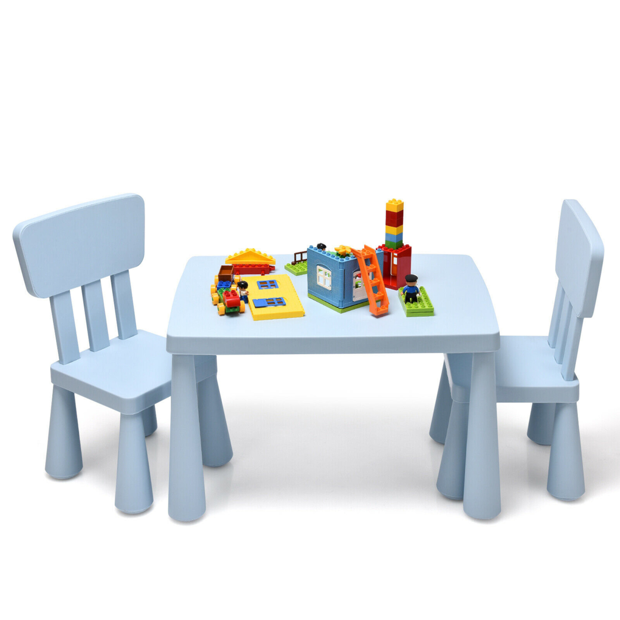 Gymax Kids Table & 2 Chairs Set Toddler Activity Play Dining Study Desk Baby Gift - Blue
