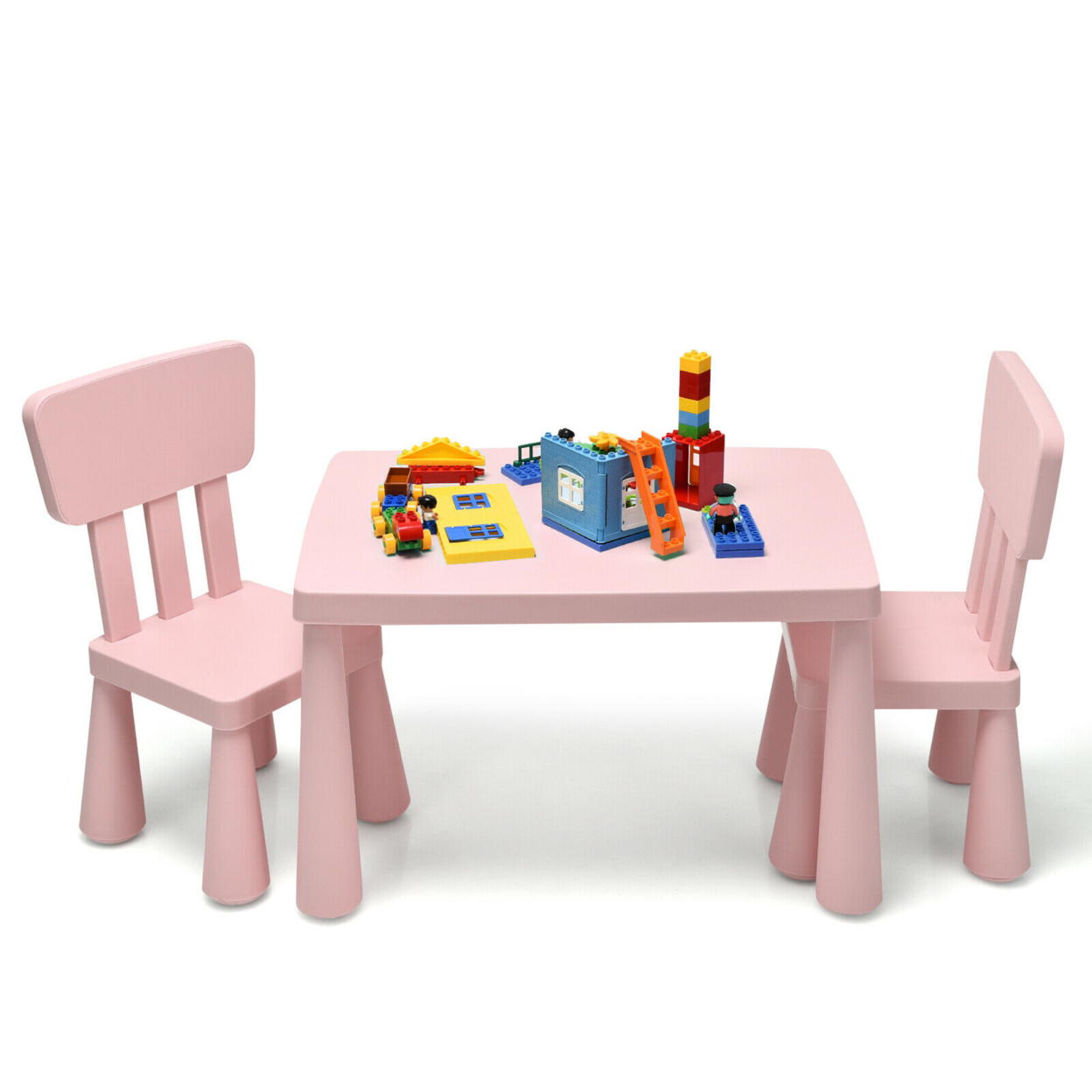 Gymax Kids Table & 2 Chairs Set Toddler Activity Play Dining Study Desk Baby Gift - Pink