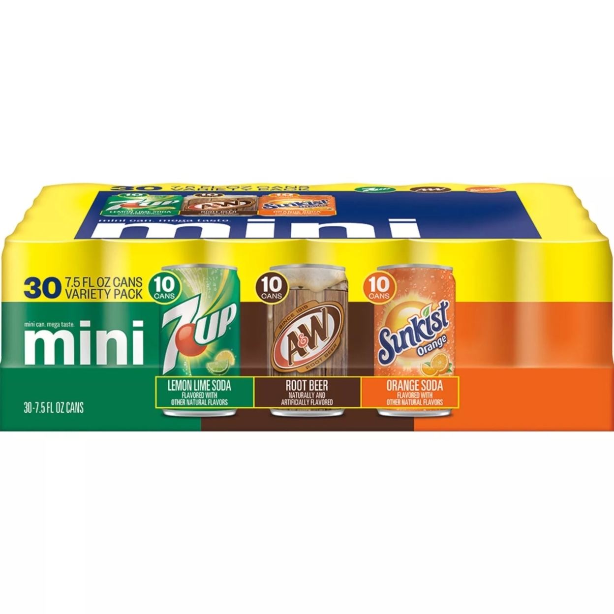 7UP, A&W And Sunkist Variety Pack, 7.5 Fluid Ounce (Pack Of 30)
