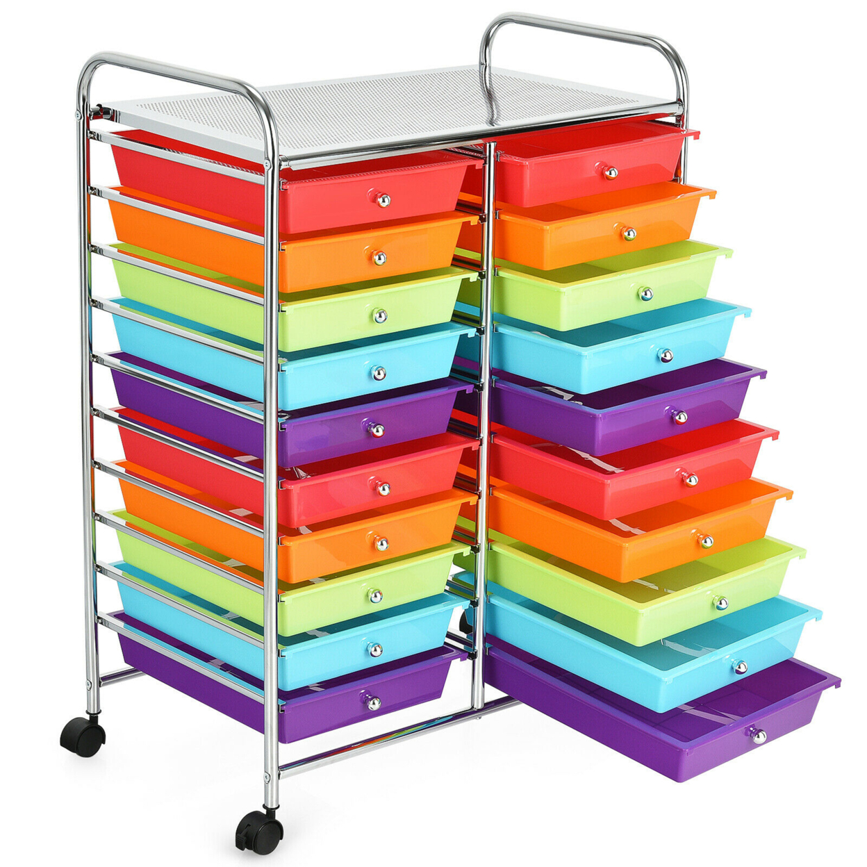 Office Rolling Cart 20 Storage Drawers Scrapbook Paper Studio Organizer Multicolor