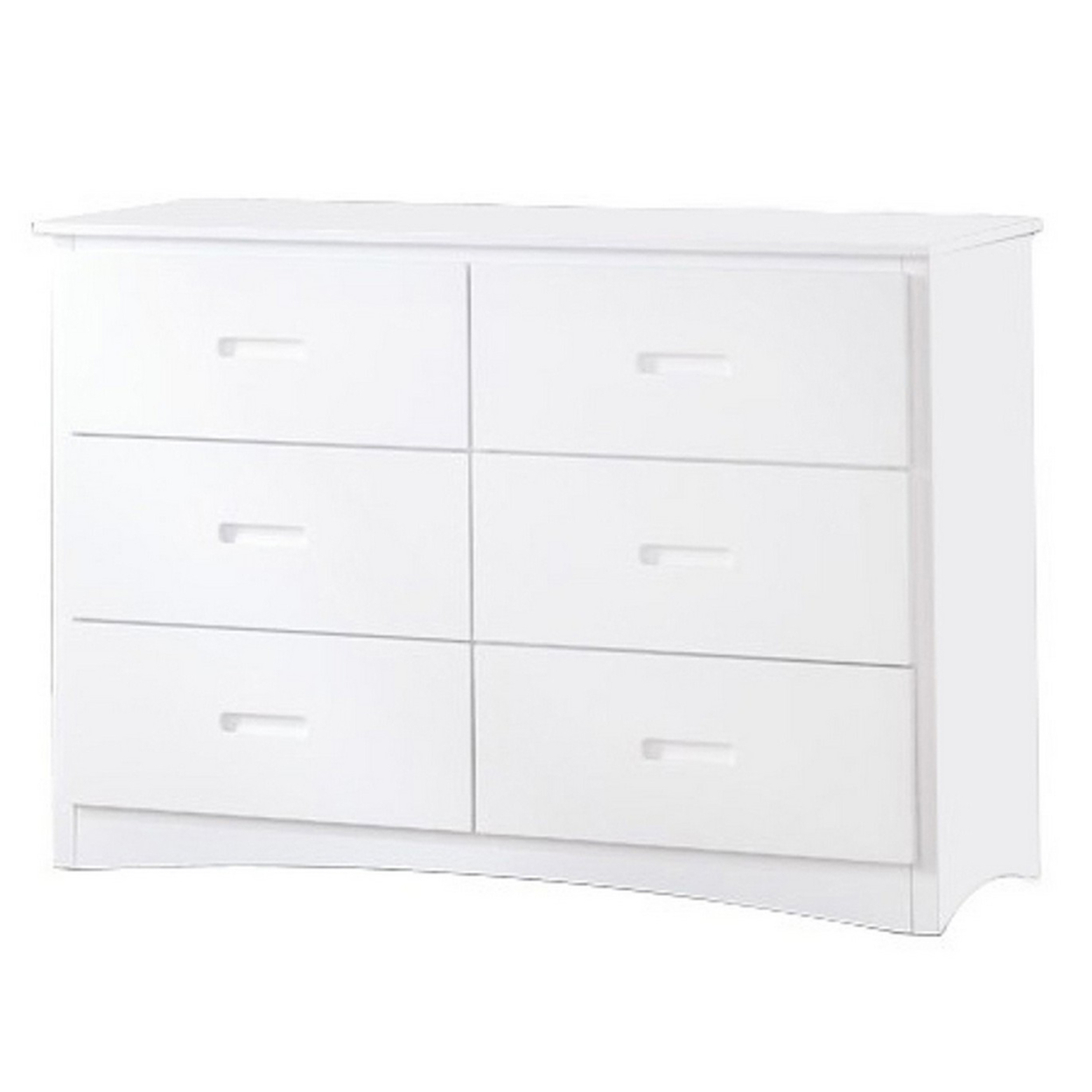 Contemporary Style 6 Drawer Wooden Dresser With Cutout Pulls, White- Saltoro Sherpi