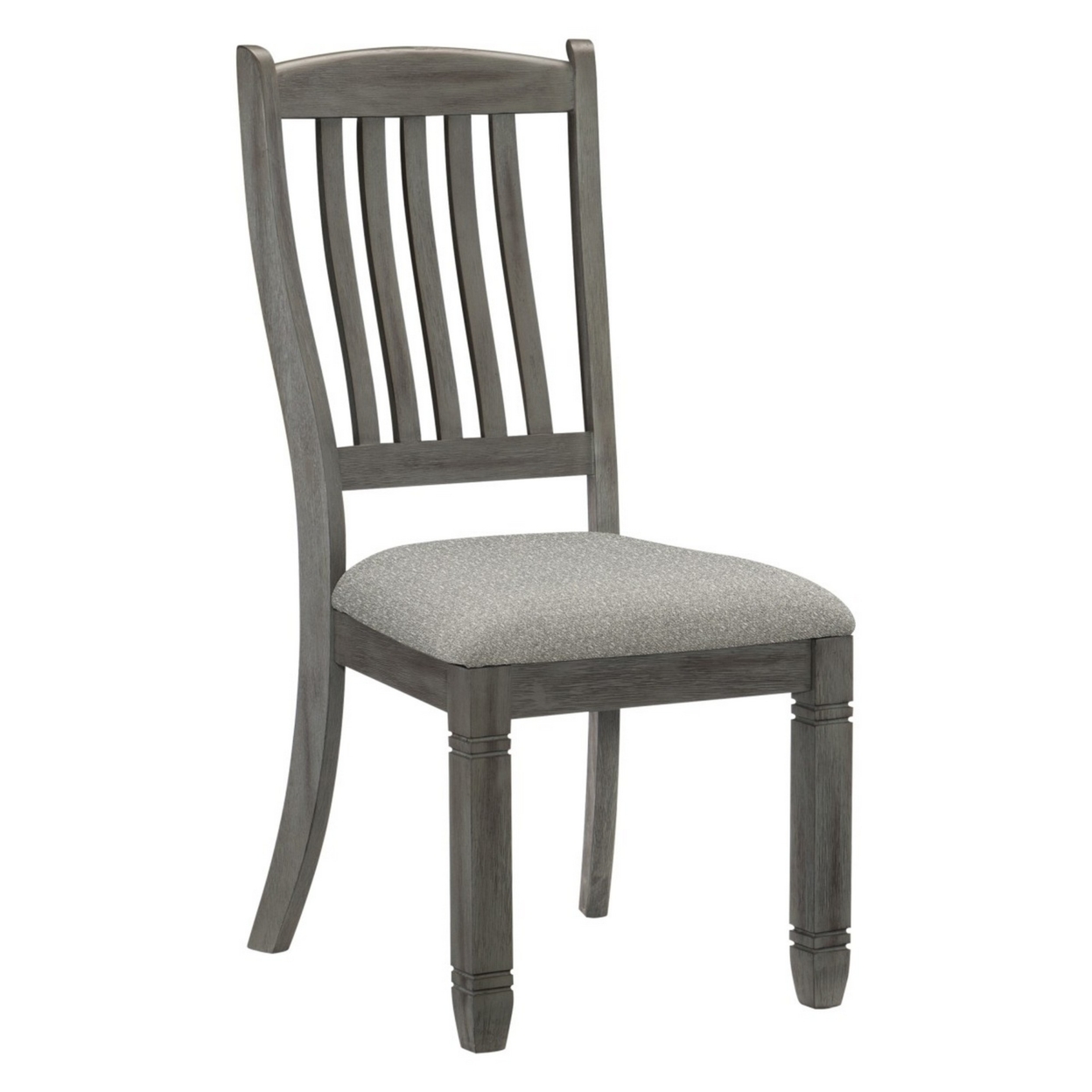 Slatted Back Wooden Side Chair With Padded Seat, Set Of 2, Gray- Saltoro Sherpi