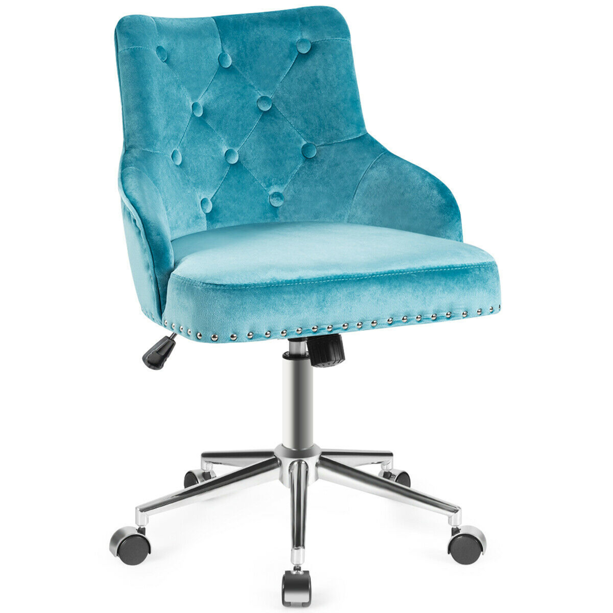 Velvet Office Chair Upholstered Swivel Computer Task Chair Turquoise