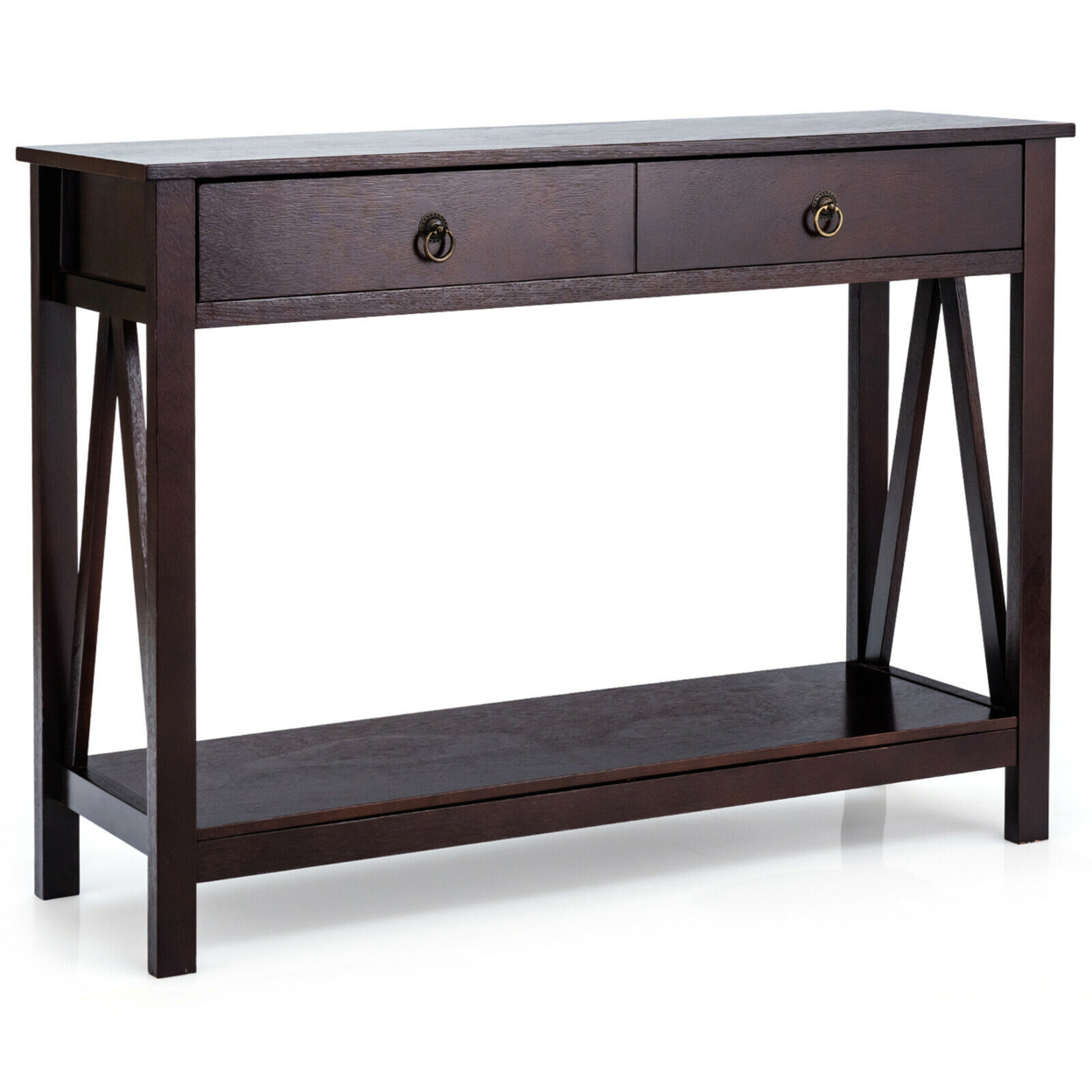 Console Table Accent Sofa Side Table With Drawer Shelf Entryway Espresso