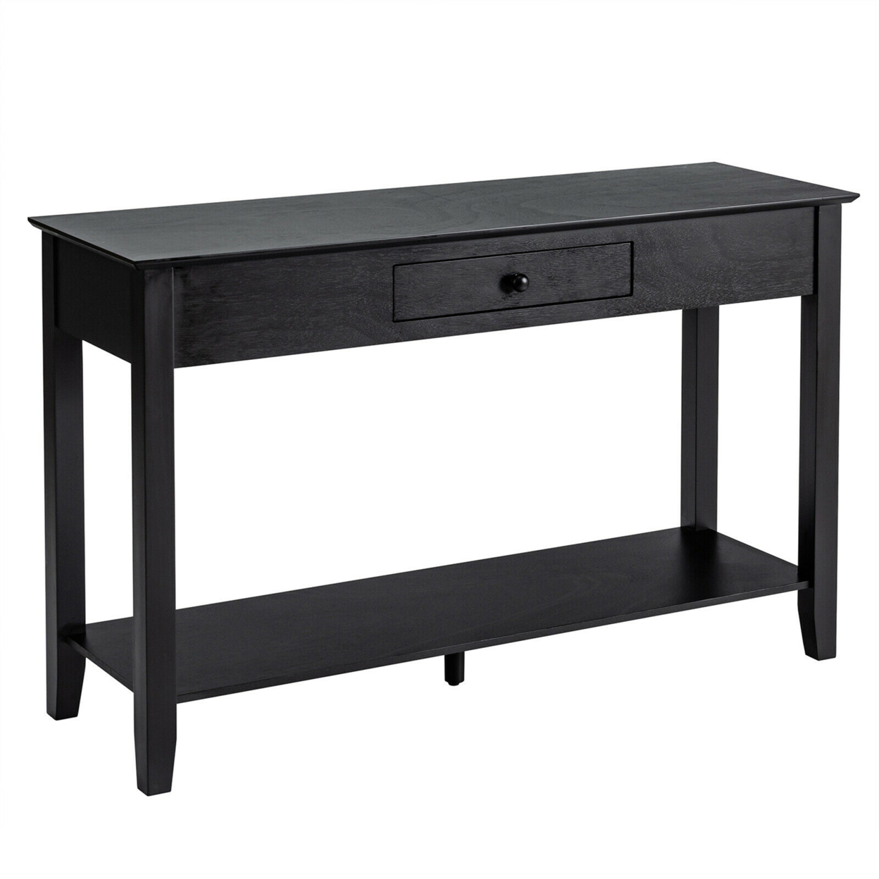 Console Table With Drawer Shelf 2 Tier Sofa Side Accent Table Black