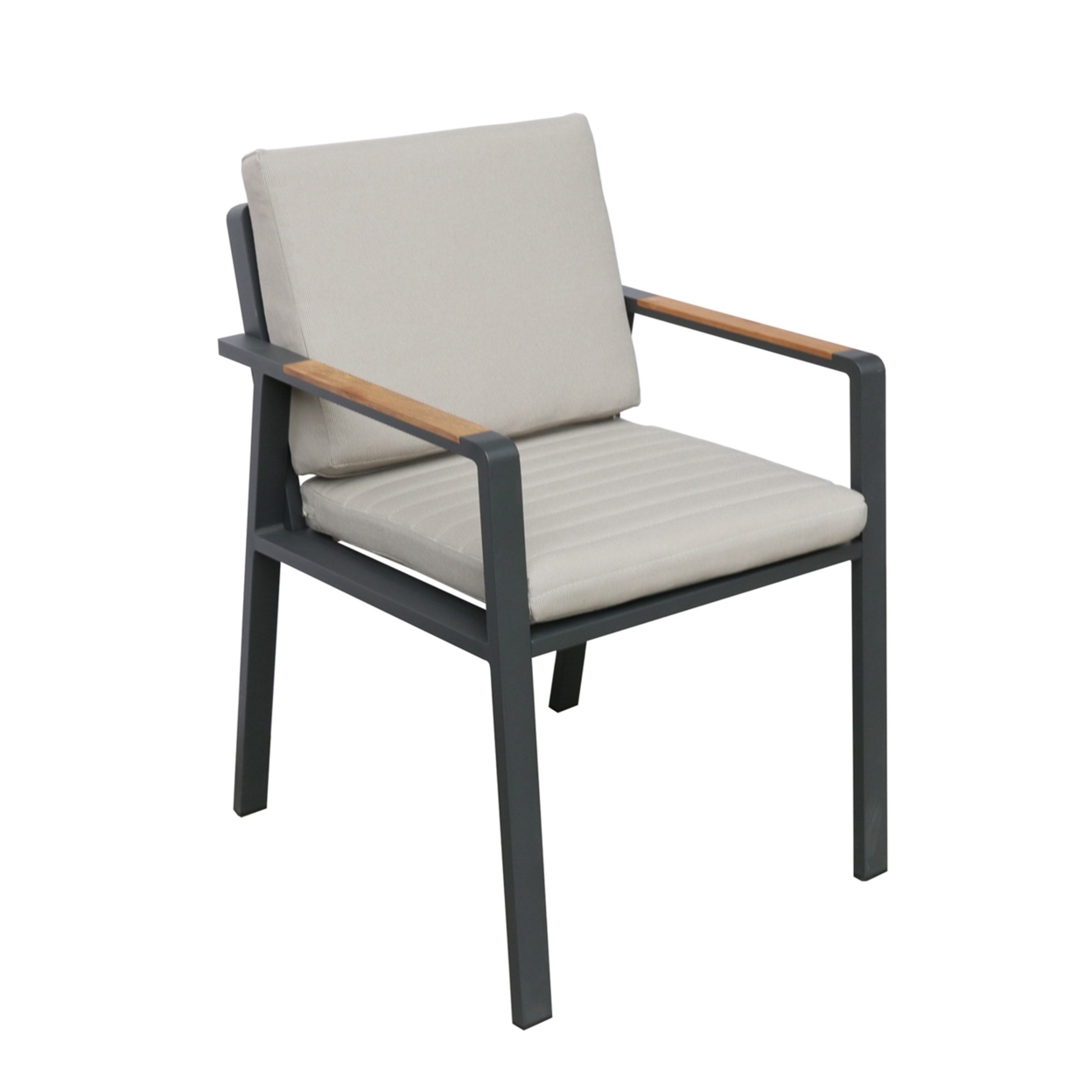 19 Inches Olefin Upholstered Aluminum Dining Chair, Set Of 2, Gray- Saltoro Sherpi