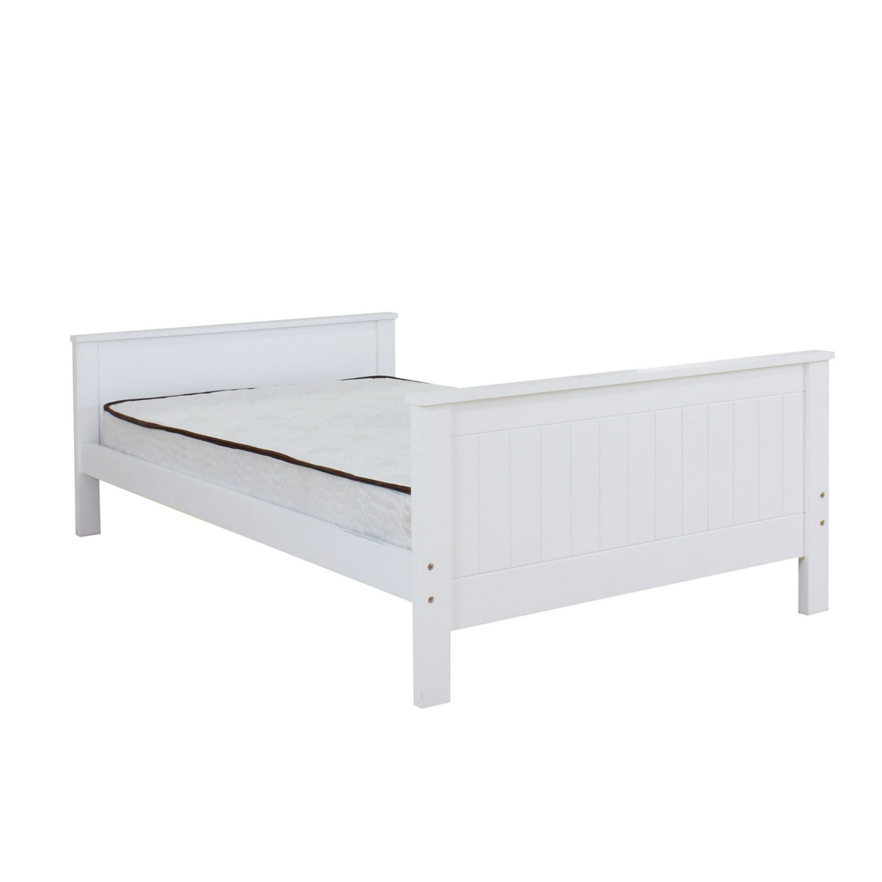 Transitional Style Wooden Twin Panel Bed, White- Saltoro Sherpi