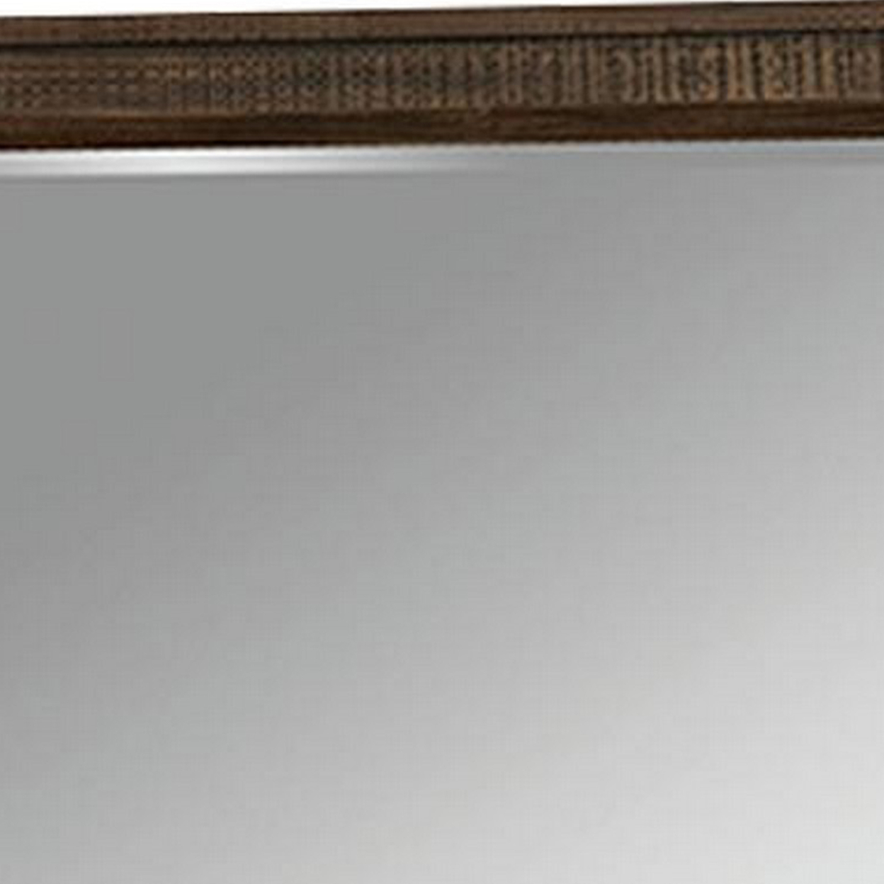 42 Inch Rectangular Wooden Frame Transitional Mirror, Brown- Saltoro Sherpi