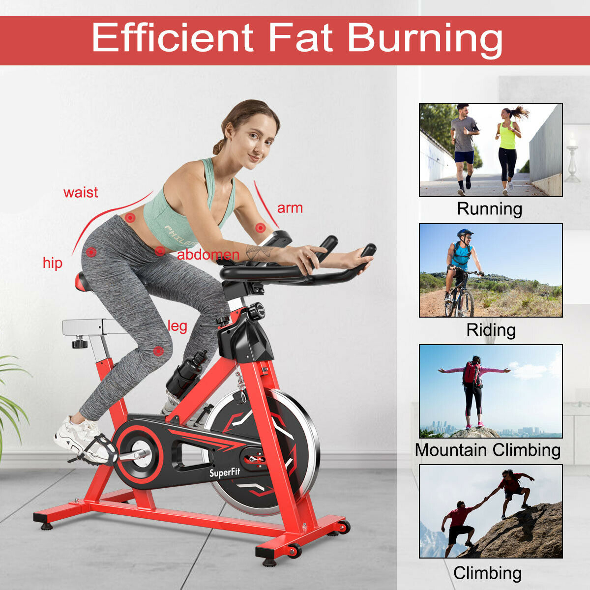 Exercise Bike Stationary Belt Drive Indoor Cycling Bike Gym Home Cardio
