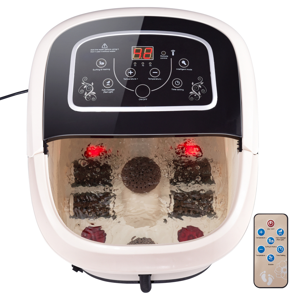 Foot Spa Bath Massager Tub W/ Remote Control 4 Motorized Massage Rollers
