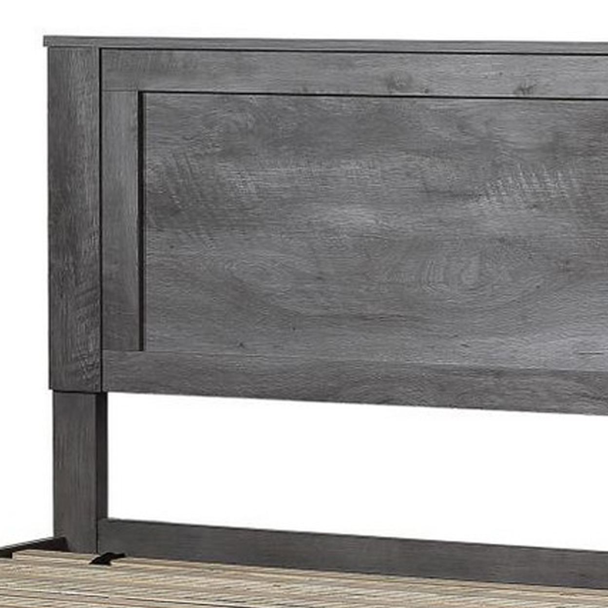 Rustic Queen Size Wooden Panel Bed, Gray Oak- Saltoro Sherpi