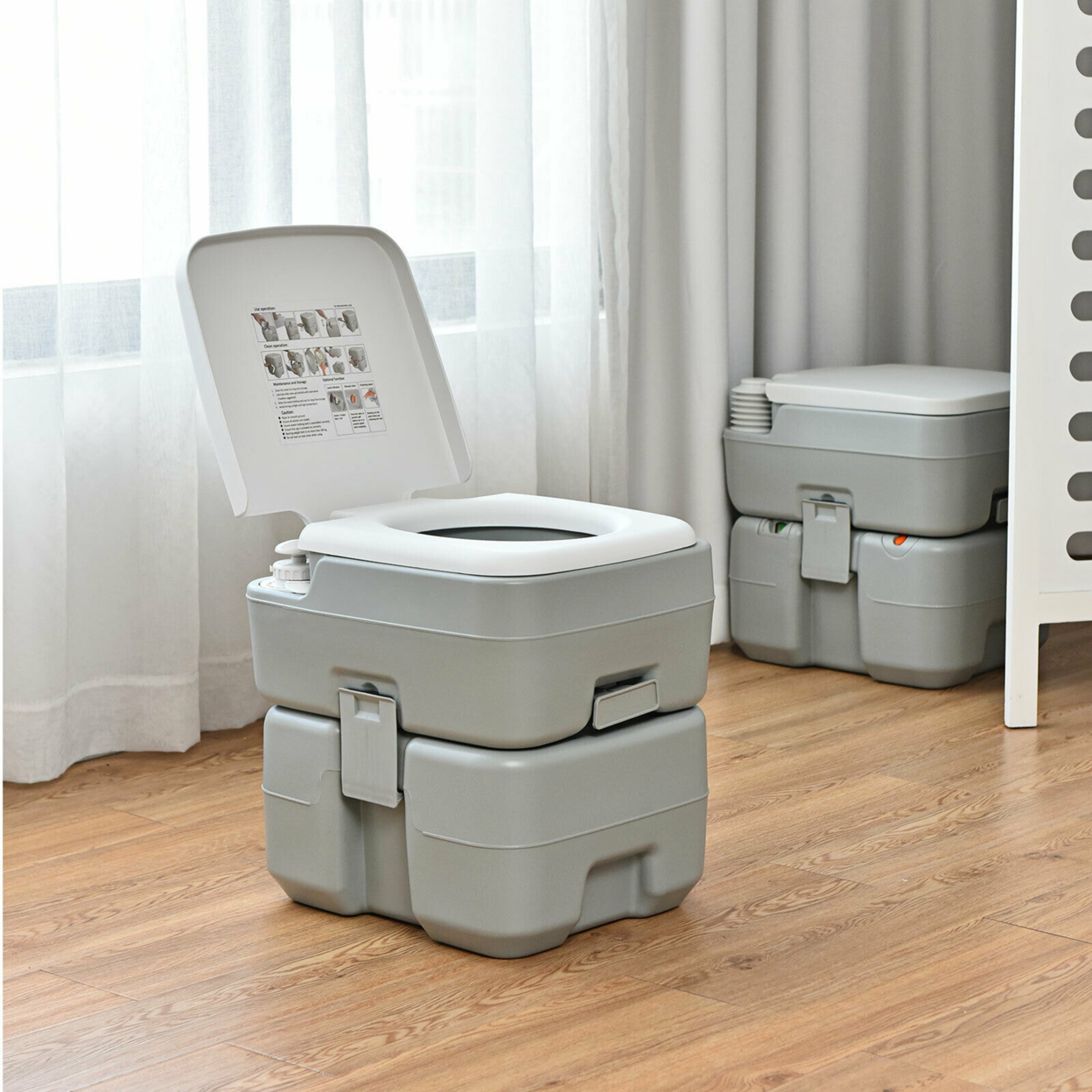 5.3 Gallon 20L Portable Travel Toilet RV Camping Potty Commode Indoor Outdoor