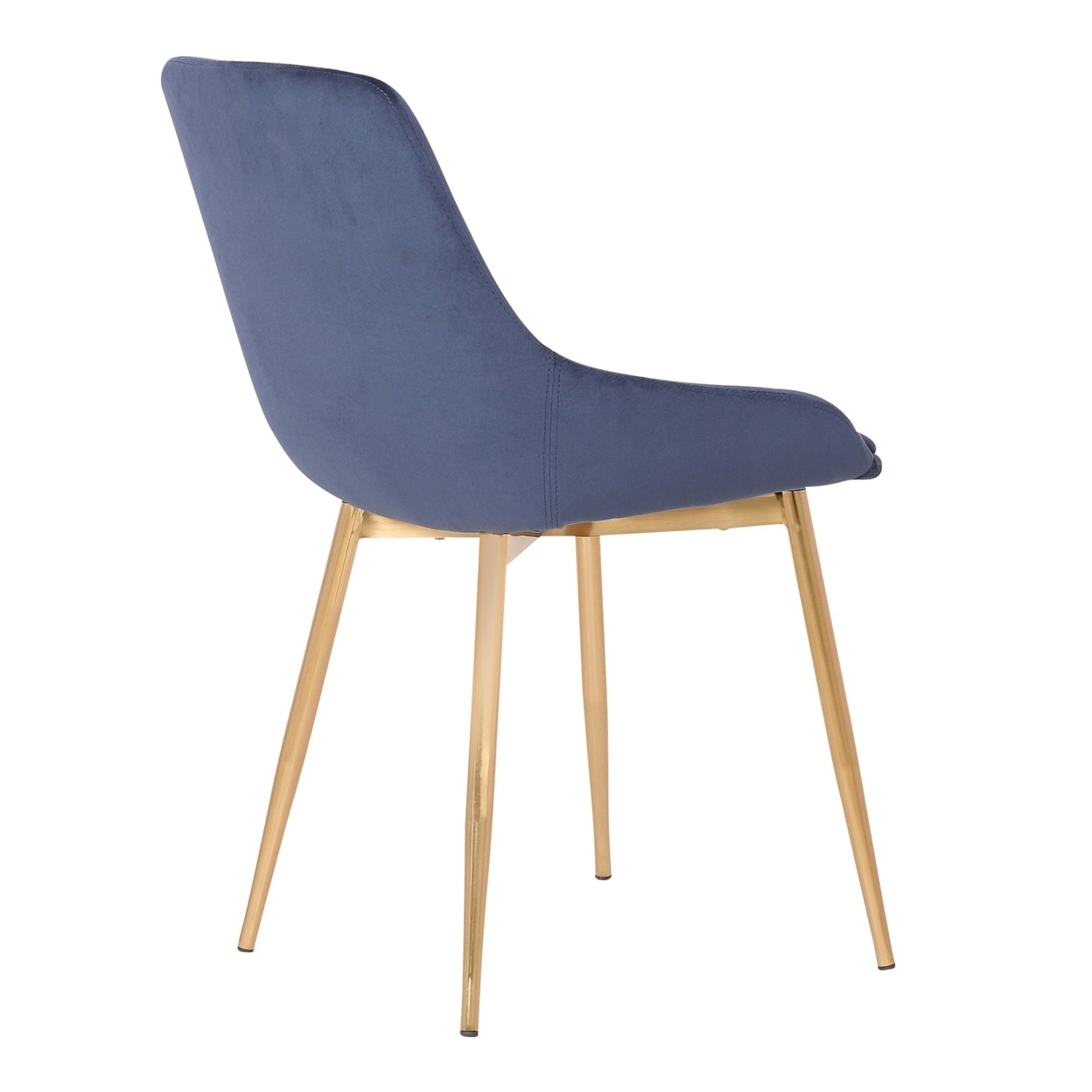 Countered Fabric Upholstered Dining Chair With Sleek Metal Legs, Blue- Saltoro Sherpi