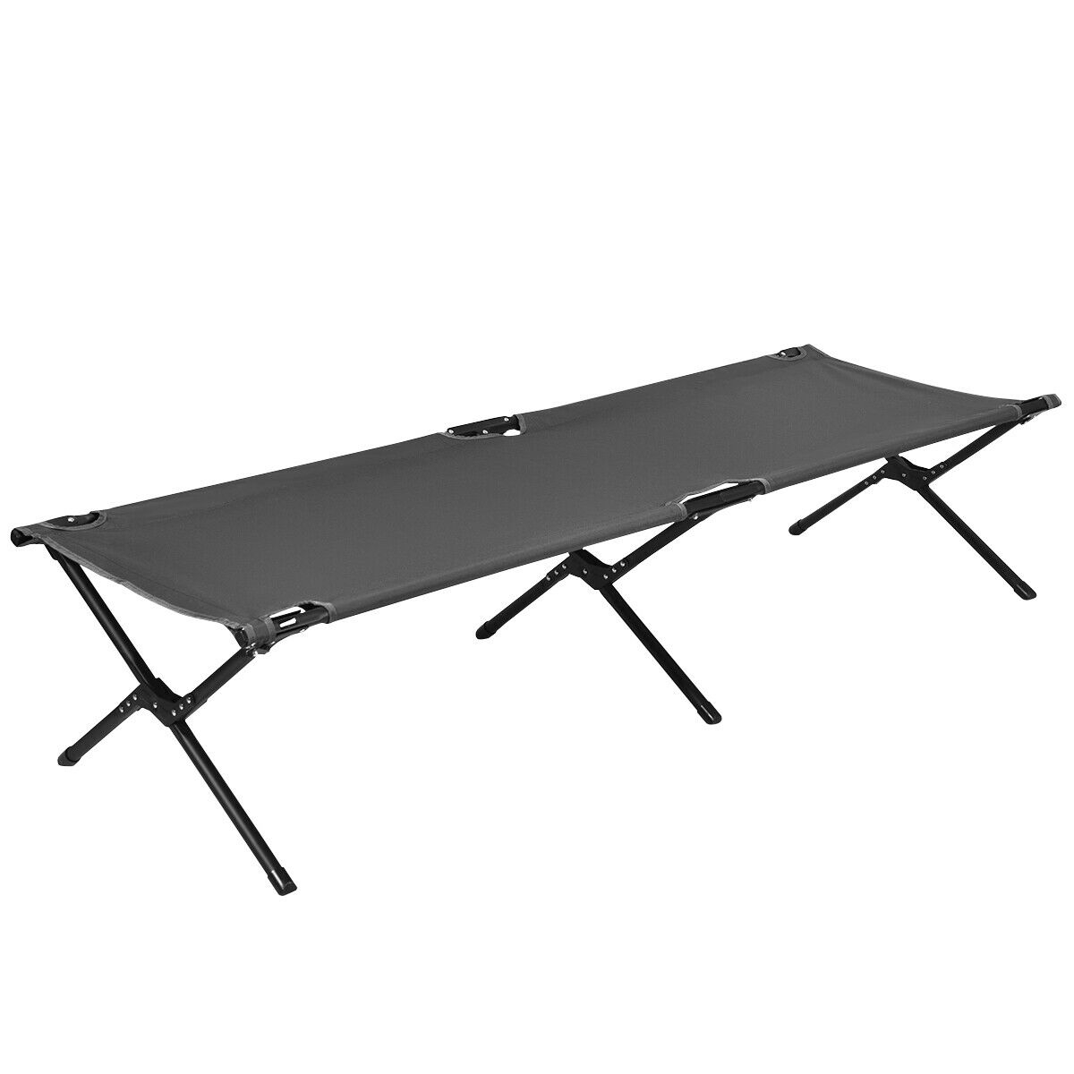 Folding Camping Cot & Bed Heavy-Duty For Adults Kids W/ Carrying Bag 300LBS Grey