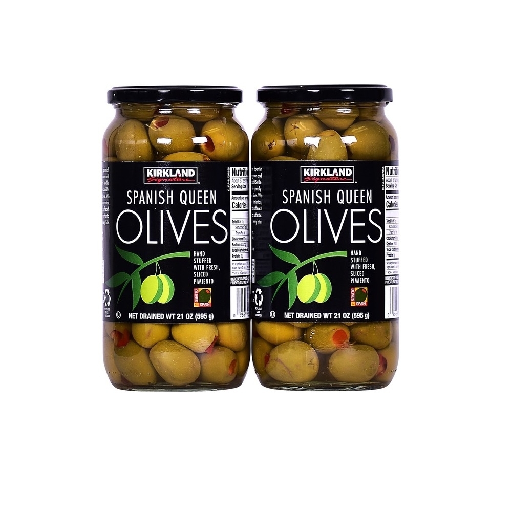 Kirkland Signature Pimento Stuffed Spanish Queen Olives, 21 Ounce Jar (2 Pack)